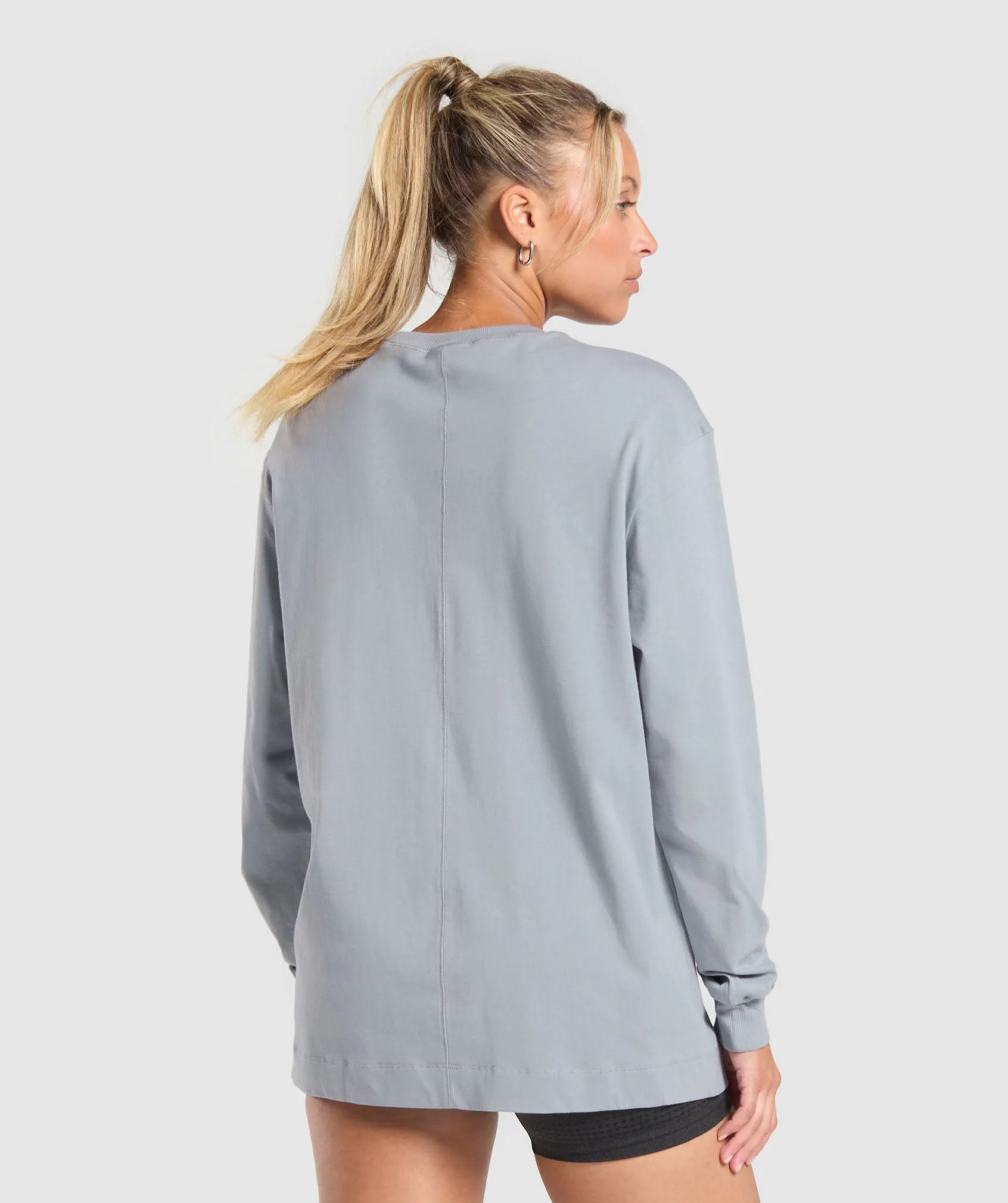 Gymshark Cotton Oversized Long Sleeve Top - Denim Grey sold by Gymshark product image thumbnail 2