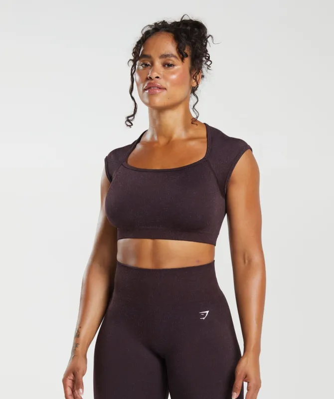 Gymshark Adapt Fleck Seamless Crop Top - Plum Brown/Dewberry Purple sold by Gymshark