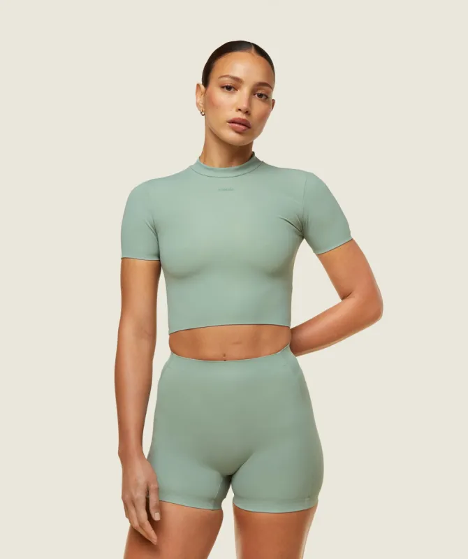 Gymshark everywear Cropped Active Tee - Dollar Green sold by Gymshark