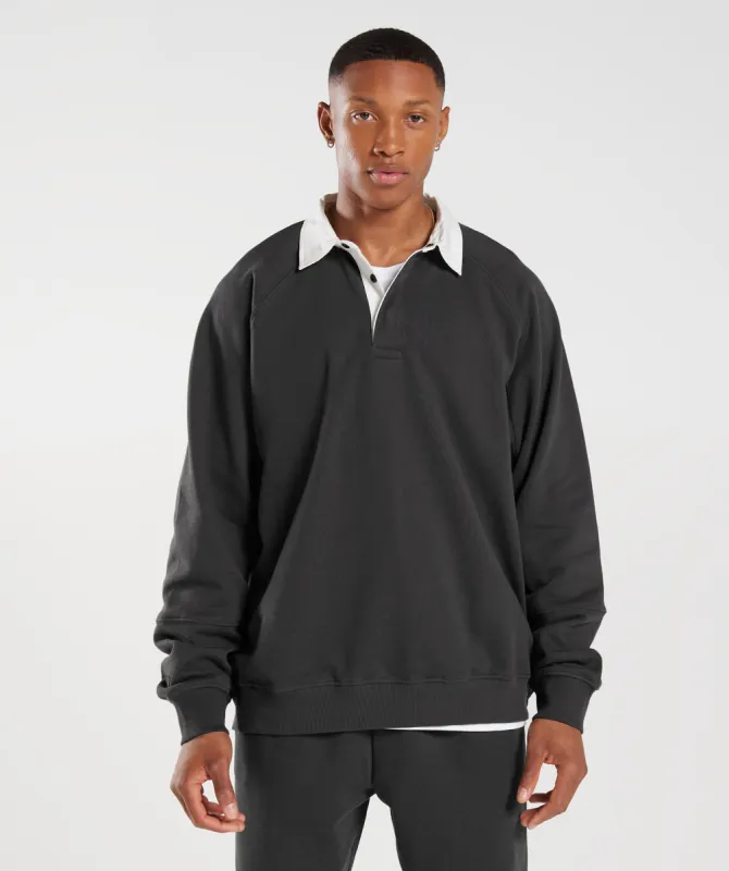 Gymshark Rest Day Essentials Sweat Polo - Onyx Grey sold by Gymshark