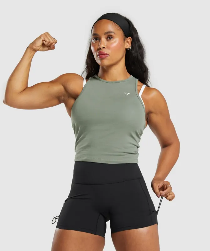Gymshark Essential Cotton Midi Tank - Unit Green sold by Gymshark