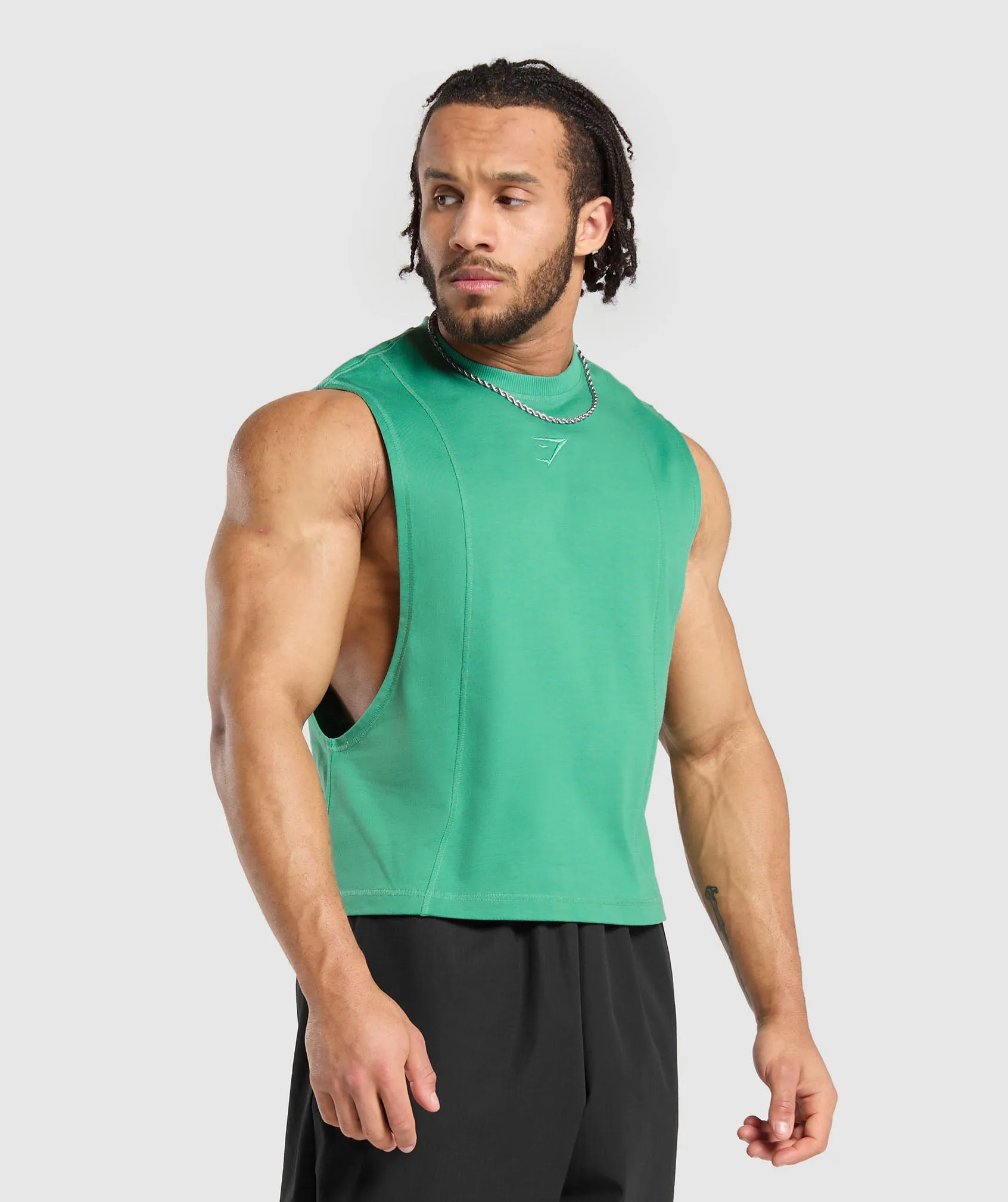 Gymshark Premium Lifting Boxy Cut Off Tank - Lagoon Green sold by Gymshark product image thumbnail 3