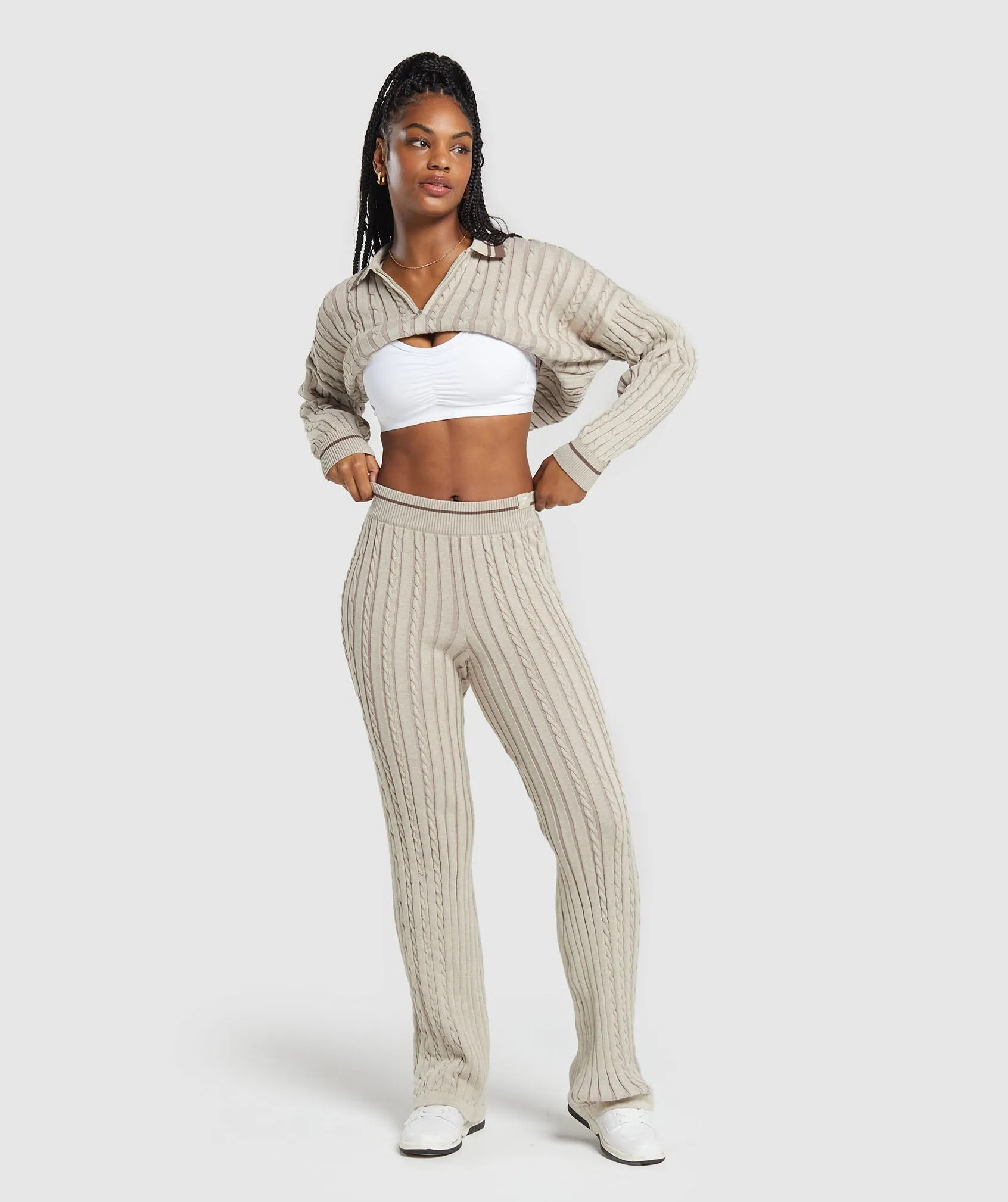 Gymshark Rest Day Cable Knit Pants - Brown sold by Gymshark product image thumbnail 4