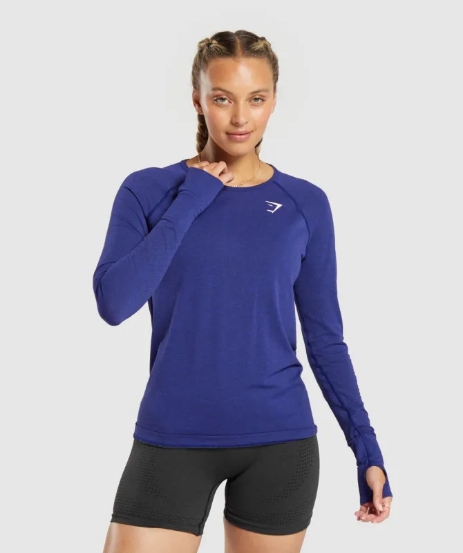 Gymshark Vital Seamless 2.0 Light Long Sleeve Top - GS Cobalt Purple Marl sold by Gymshark