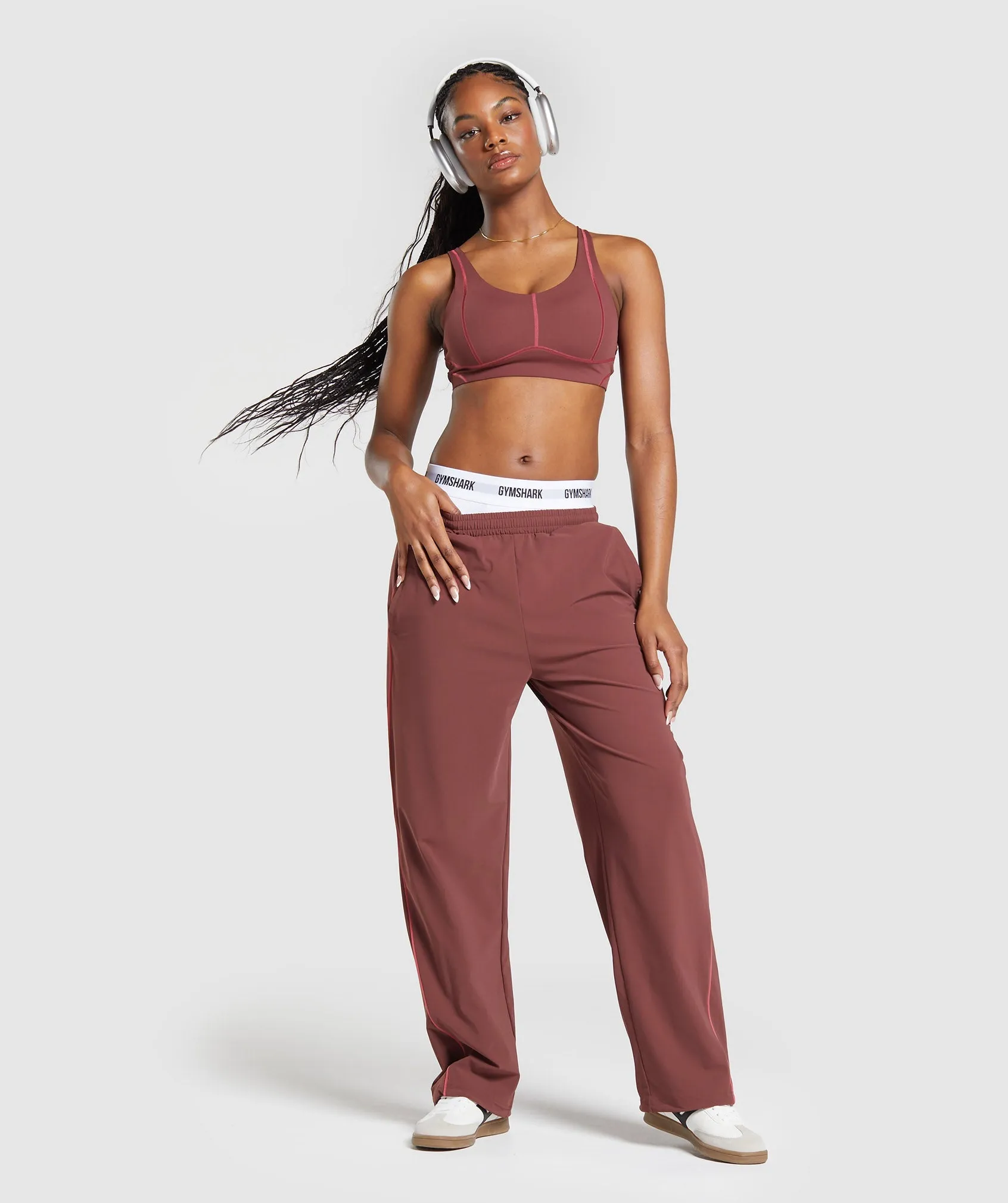 Gymshark Stitch Feature Woven Pants - Burgundy Brown sold by Gymshark product image thumbnail 4