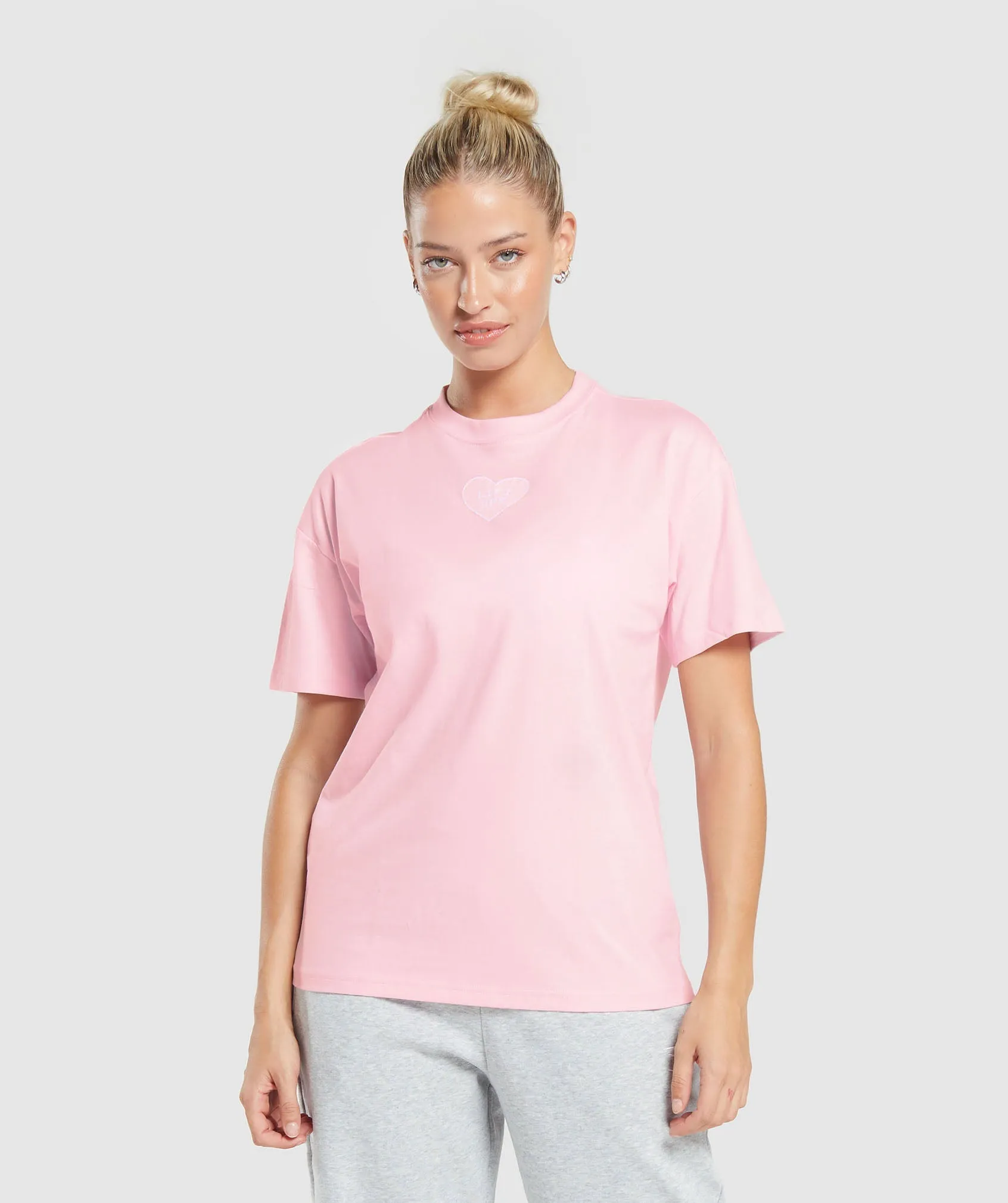 Gymshark Love Hearts Oversized T-Shirt - Dolly Pink sold by Gymshark