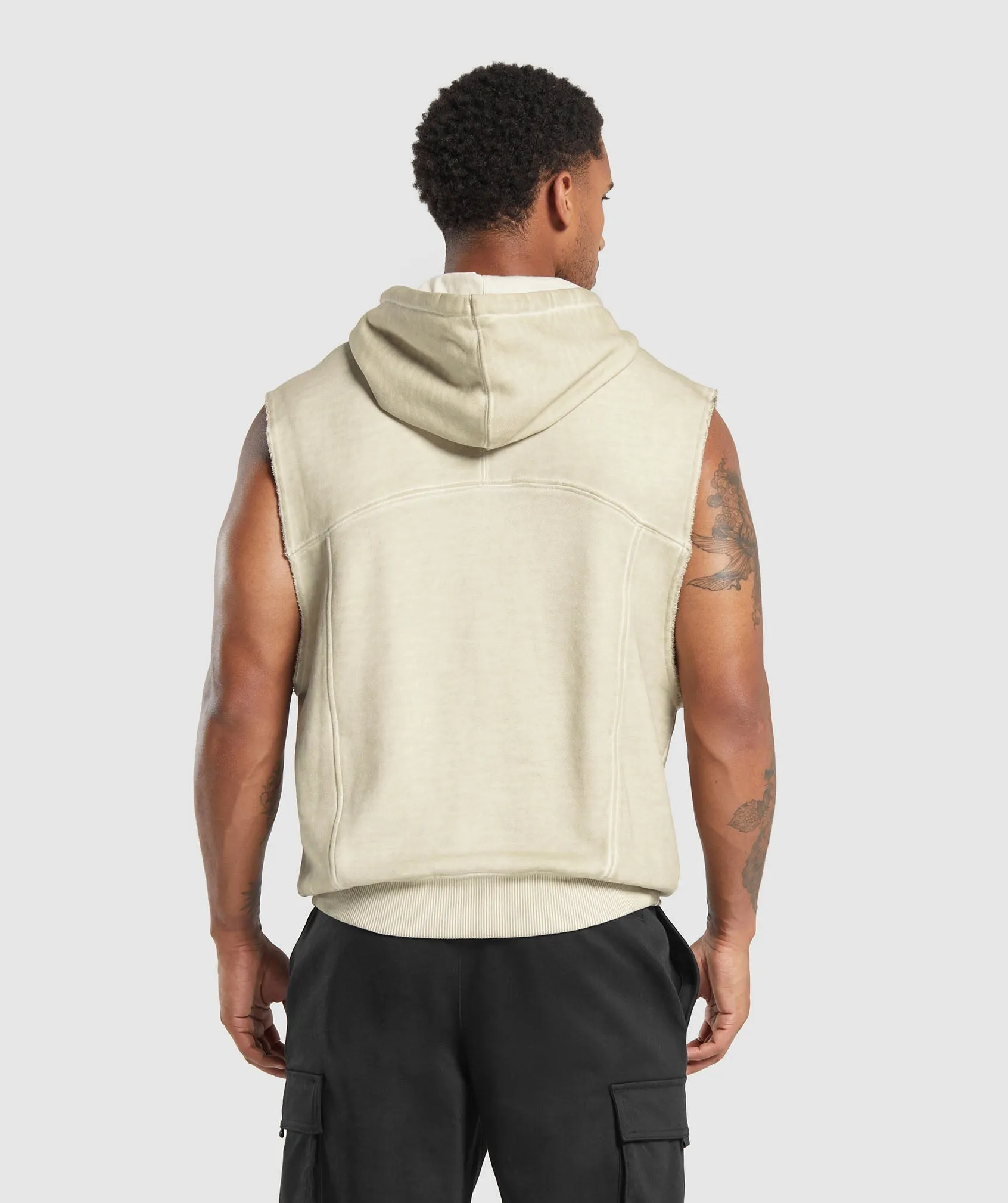 Gymshark Heavyweight Washed Cut Off Hoodie - Pebble Grey sold by Gymshark product image thumbnail 4