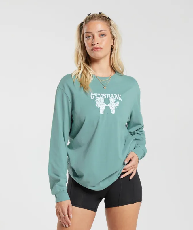 Gymshark Cherub Graphic Long Sleeve Top - Duck Egg Blue sold by Gymshark