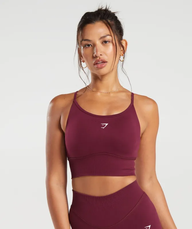 Gymshark Sweat Seamless Longline Sports Bra - Plum Pink made by Gymshark