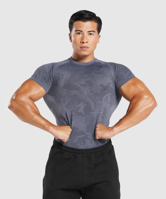 Gymshark Geo Seamless T-Shirt - Dewberry Purple/Black sold by Gymshark