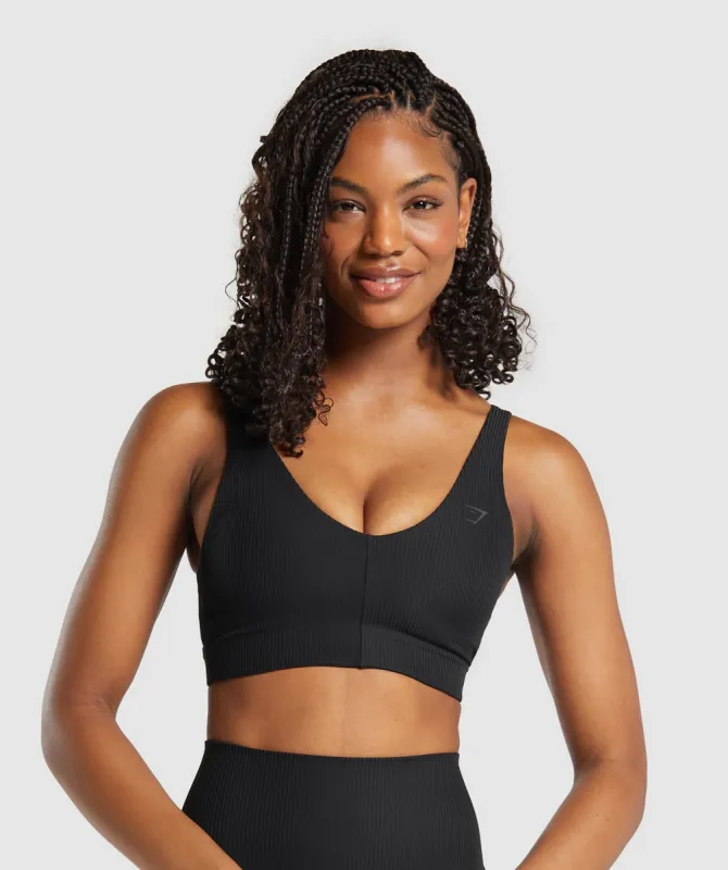 Gymshark Ribbed Sports Bra - Black sold by Gymshark