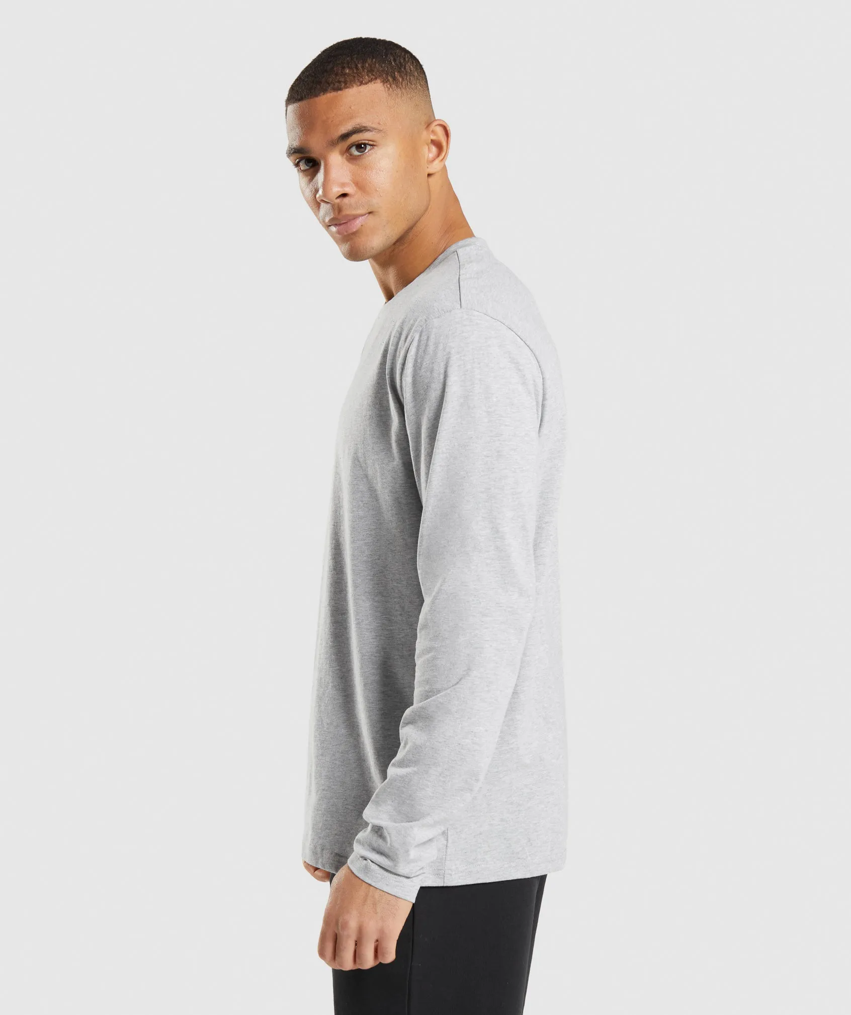 Gymshark Crest Long Sleeve T-Shirt - Light Grey Core Marl sold by Gymshark product image thumbnail 3