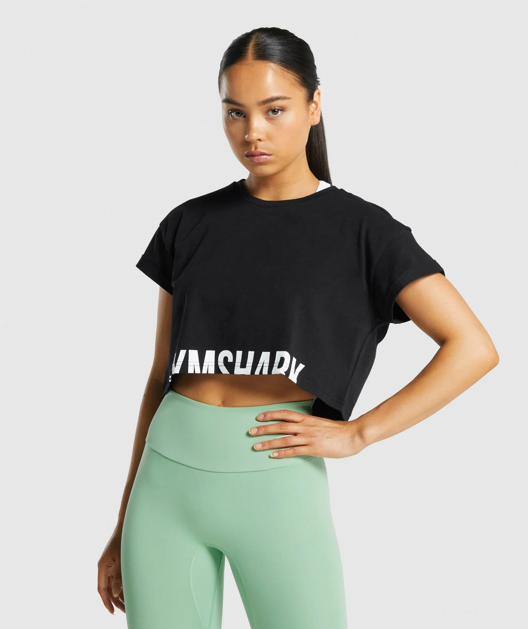 Gymshark Fraction Crop Top - Black sold by Gymshark