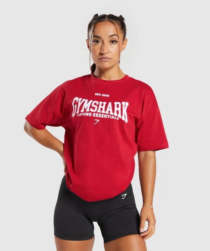 Gymshark Lifting Essentials Oversized T-Shirt - Carmine Red sold by Gymshark