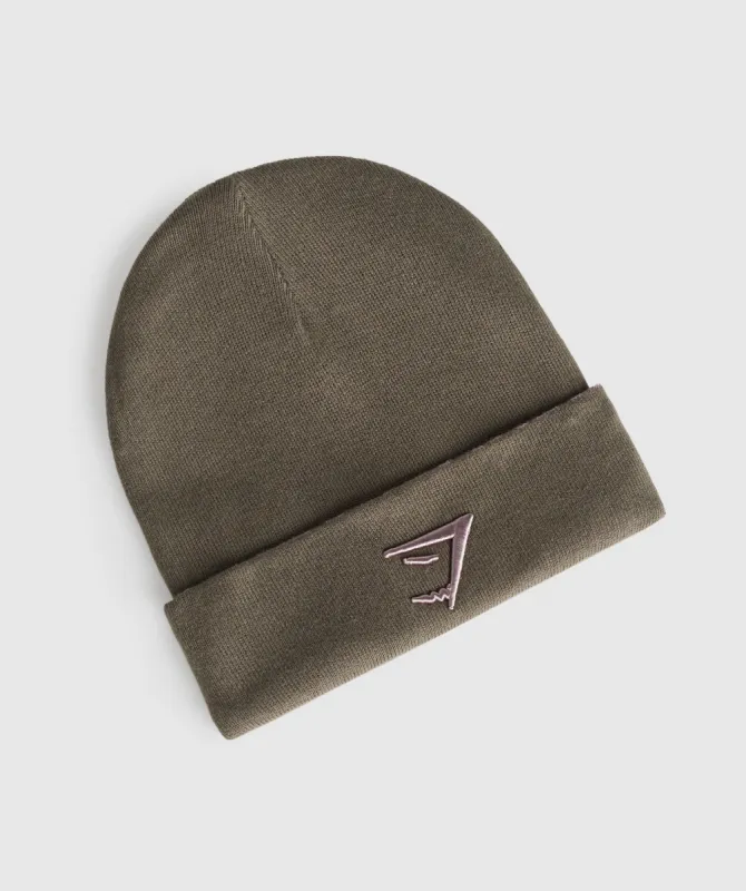 Gymshark Reverse Jacquard Beanie - Camo Brown/Washed Mauve/Walnut Mauve sold by Gymshark