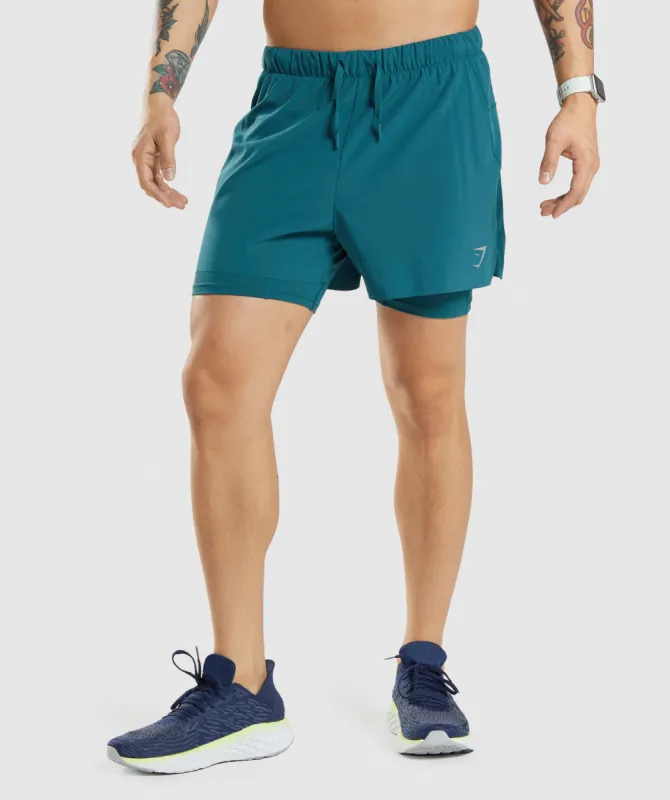Gymshark Speed 5" 2 in 1 Shorts - Teal sold by Gymshark