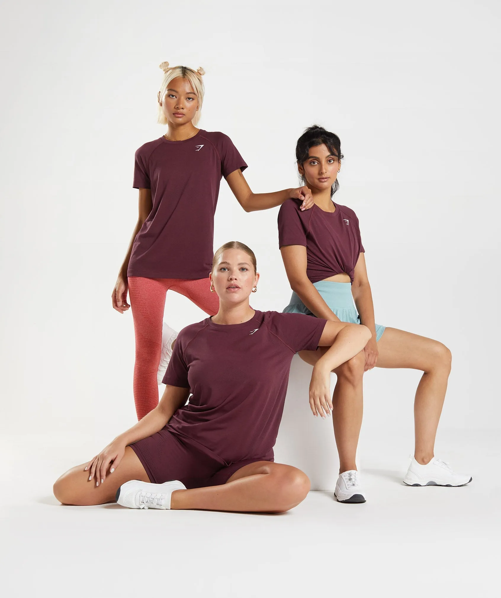 Gymshark Vital Seamless 2.0 Light T-Shirt - Baked Maroon Marl sold by Gymshark product image thumbnail 4