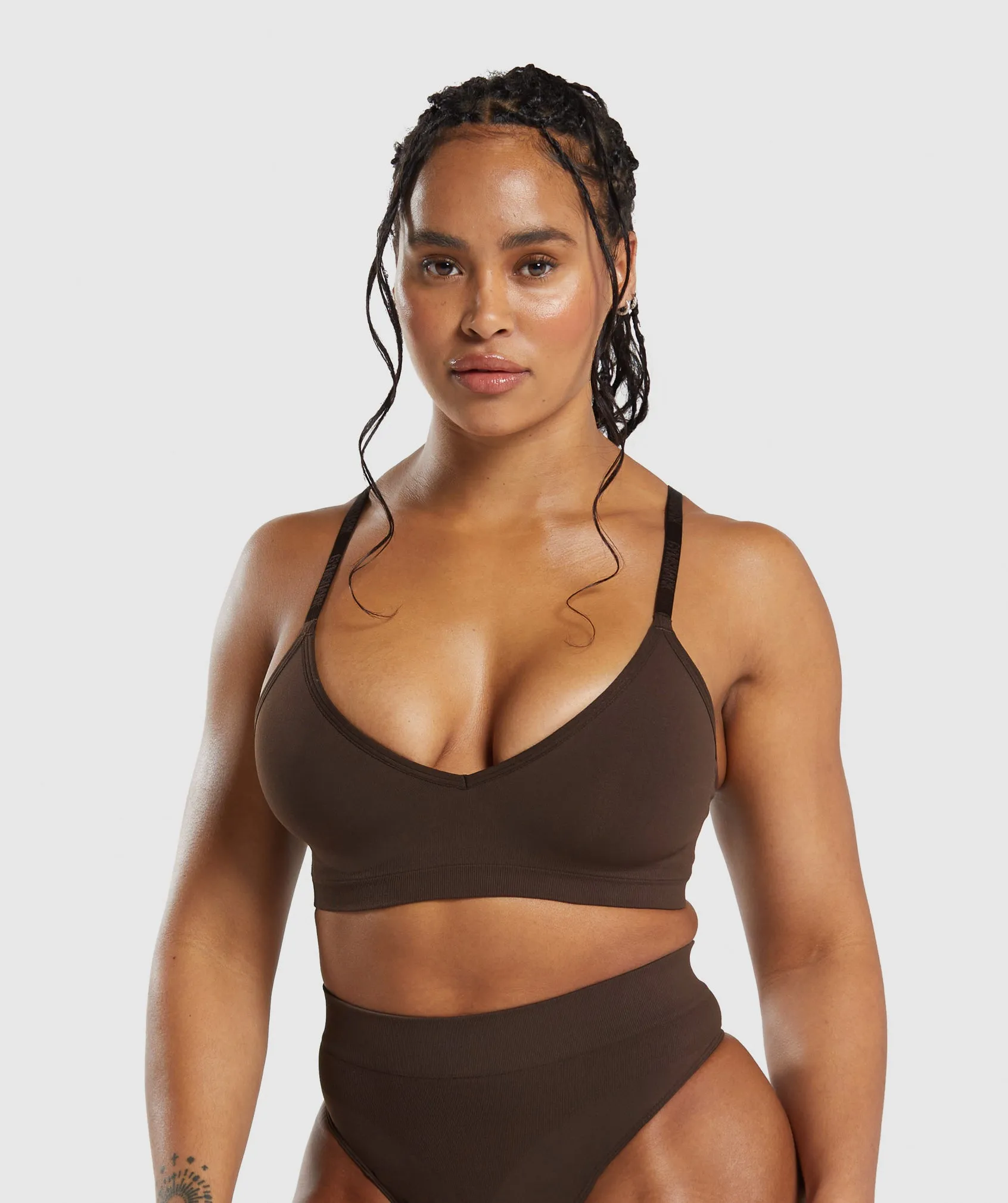 Gymshark Seamless V Neck Bralette - Archive Brown sold by Gymshark