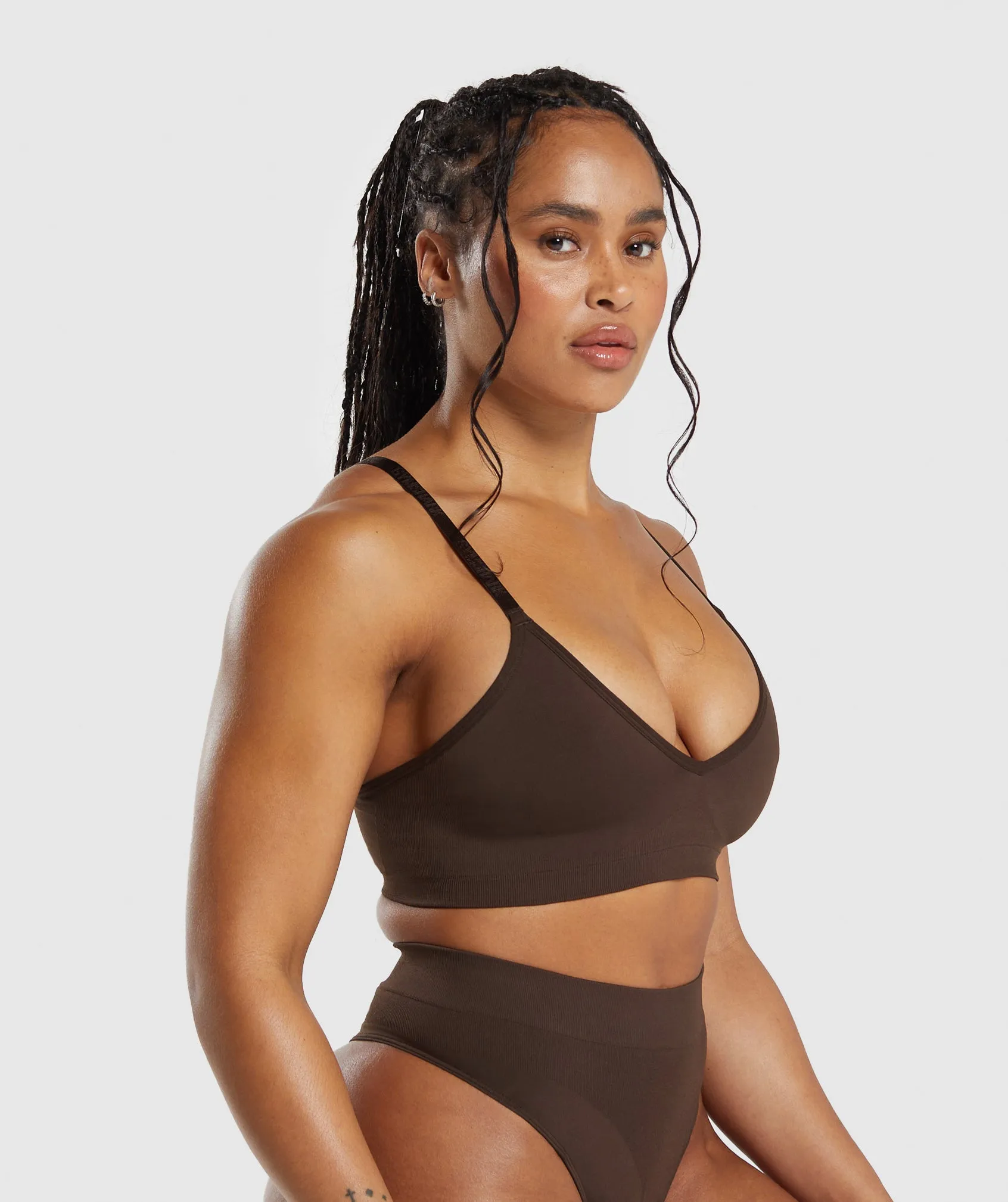 Gymshark Seamless V Neck Bralette - Archive Brown sold by Gymshark product image thumbnail 3