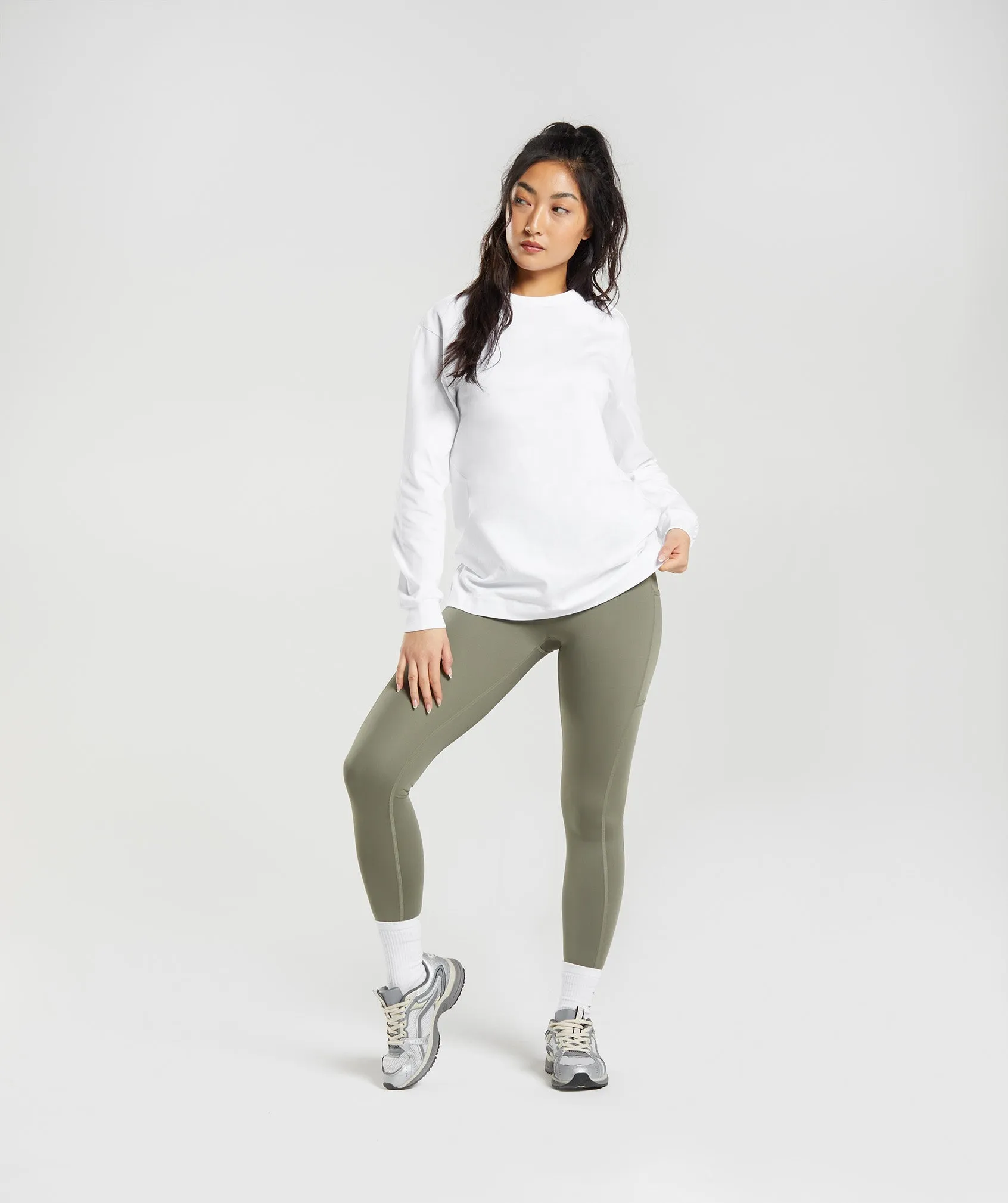 Gymshark Cotton Oversized Long Sleeve Top - White sold by Gymshark product image thumbnail 4