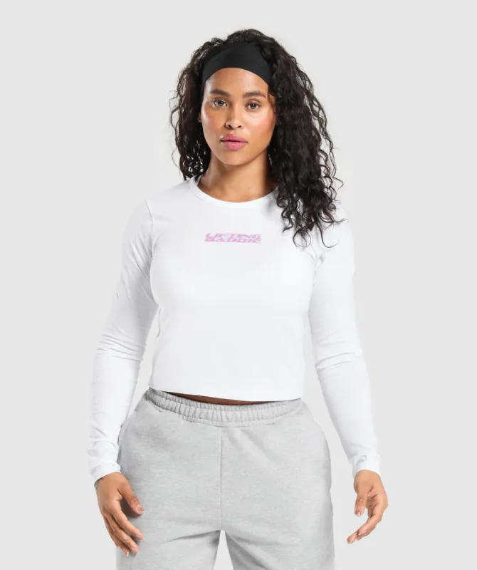 Gymshark Lifting Baddie Midi Long Sleeve Top - White sold by Gymshark