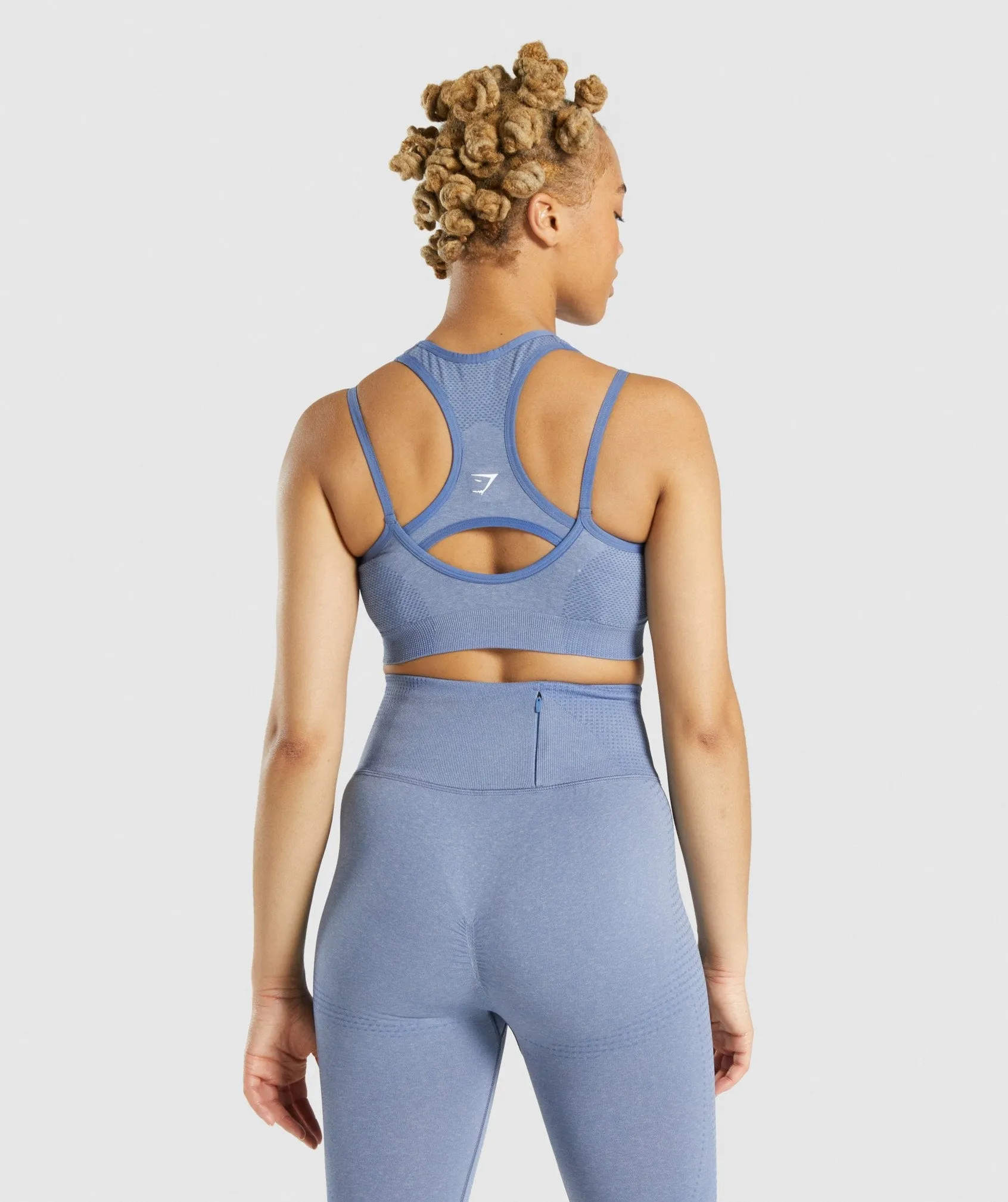 Gymshark Vital Rise Seamless Sports Bra - Blue Marl sold by Gymshark product image thumbnail 2
