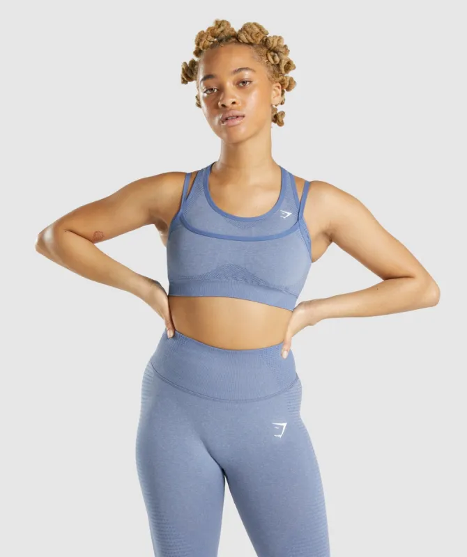 Gymshark Vital Rise Seamless Sports Bra - Blue Marl sold by Gymshark