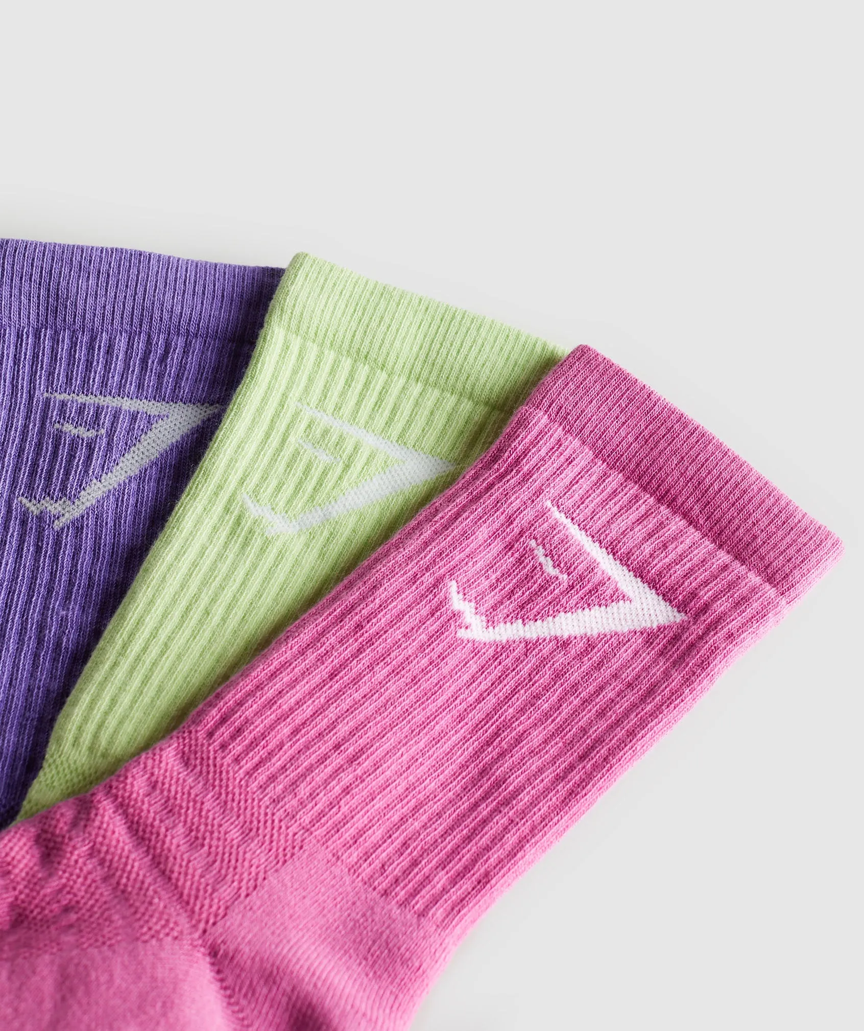 Gymshark Crew Socks 3pk - Pastel Sage Green/Shelly Pink/Stellar Purple sold by Gymshark product image thumbnail 2