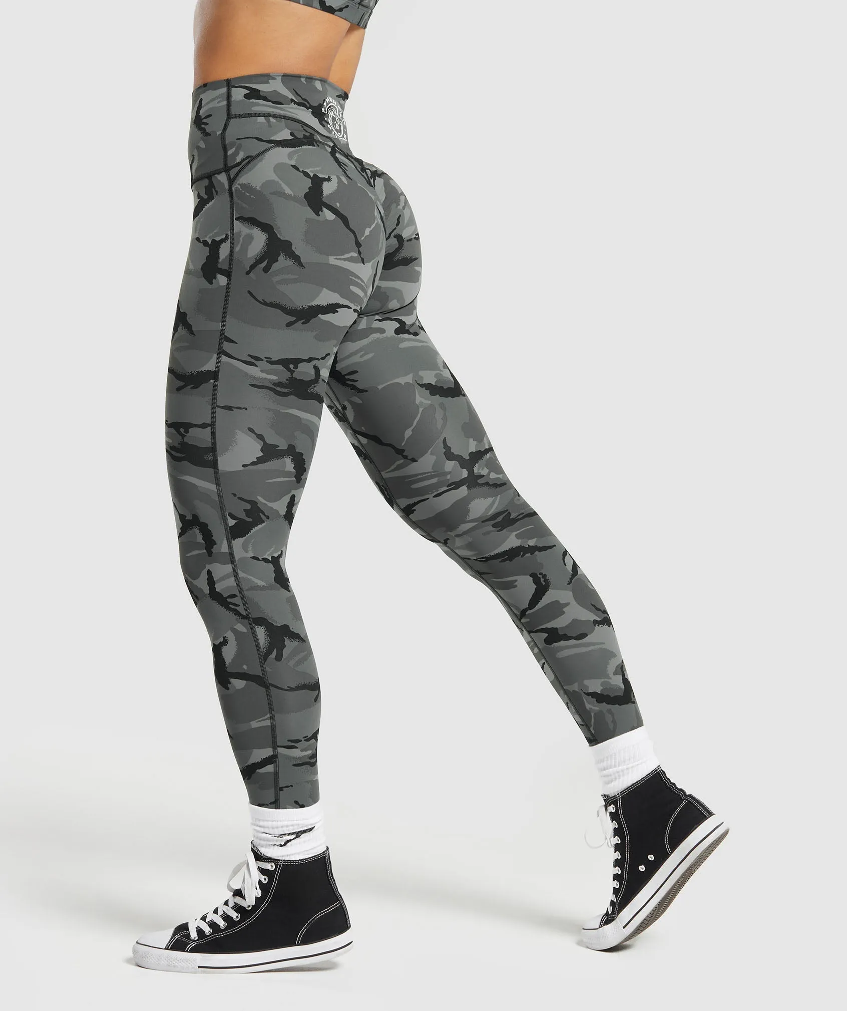 Gymshark Legacy Printed Regular Leggings - Pitch Grey sold by Gymshark product image thumbnail 3