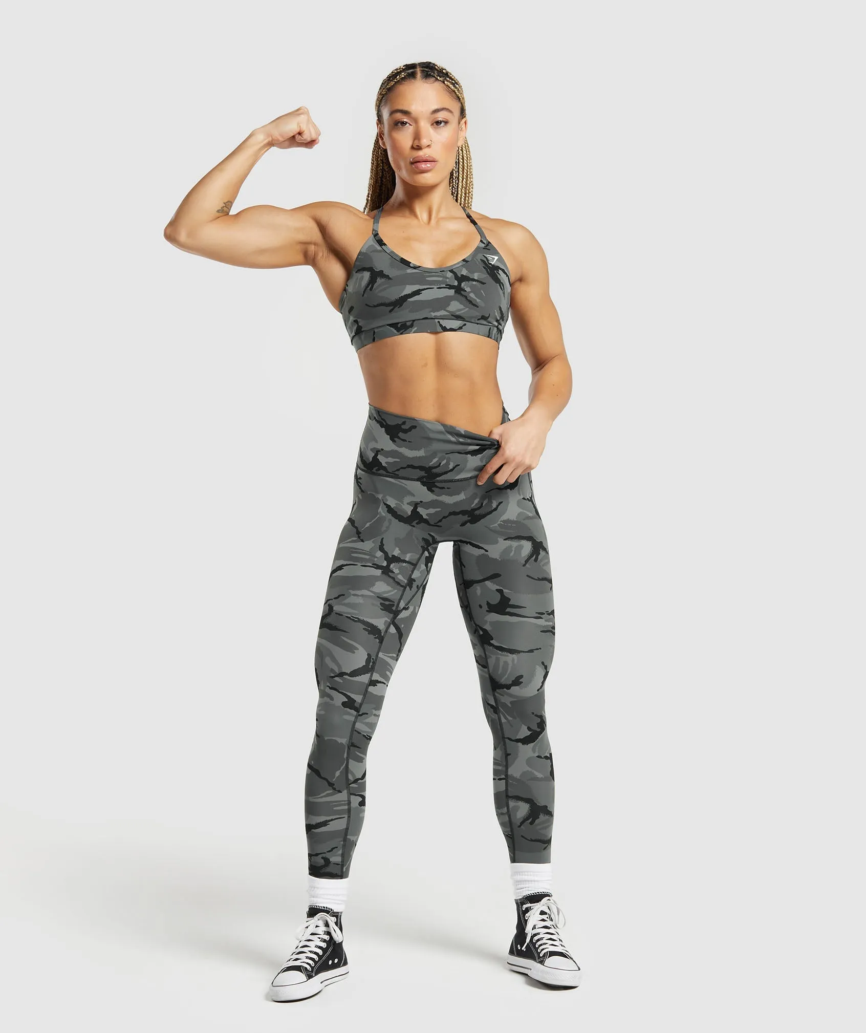 Gymshark Legacy Printed Regular Leggings - Pitch Grey sold by Gymshark product image thumbnail 4