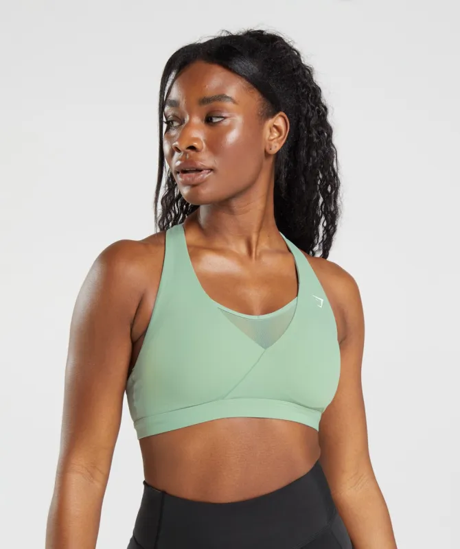 Gymshark Crossover Sports Bra - Desert Sage Green sold by Gymshark