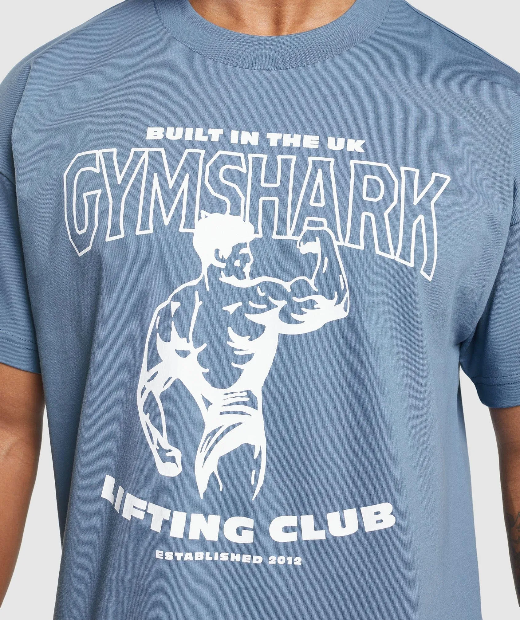 Gymshark Built in the UK T-Shirt - Faded Blue sold by Gymshark product image thumbnail 5