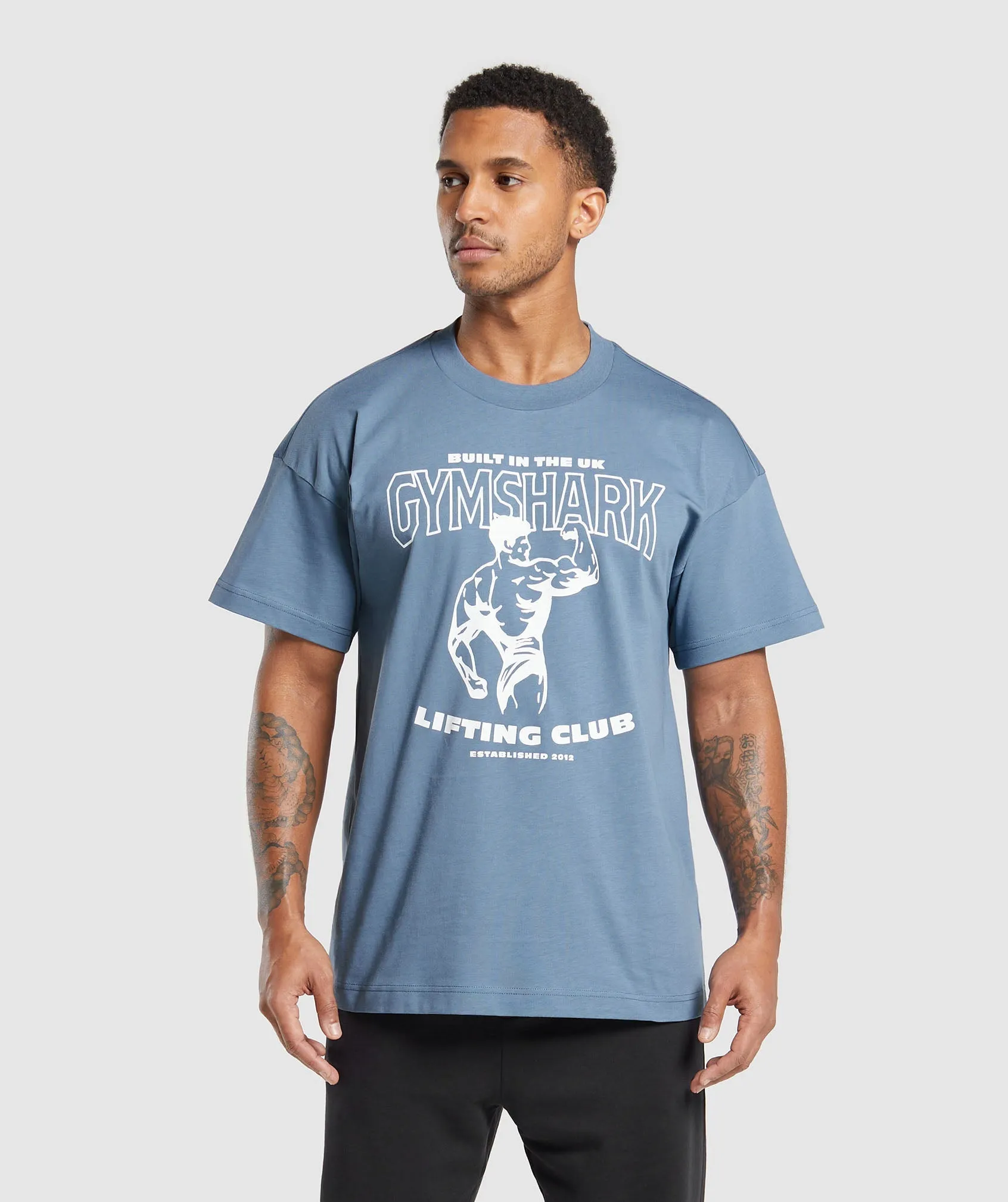 Gymshark Built in the UK T-Shirt - Faded Blue sold by Gymshark