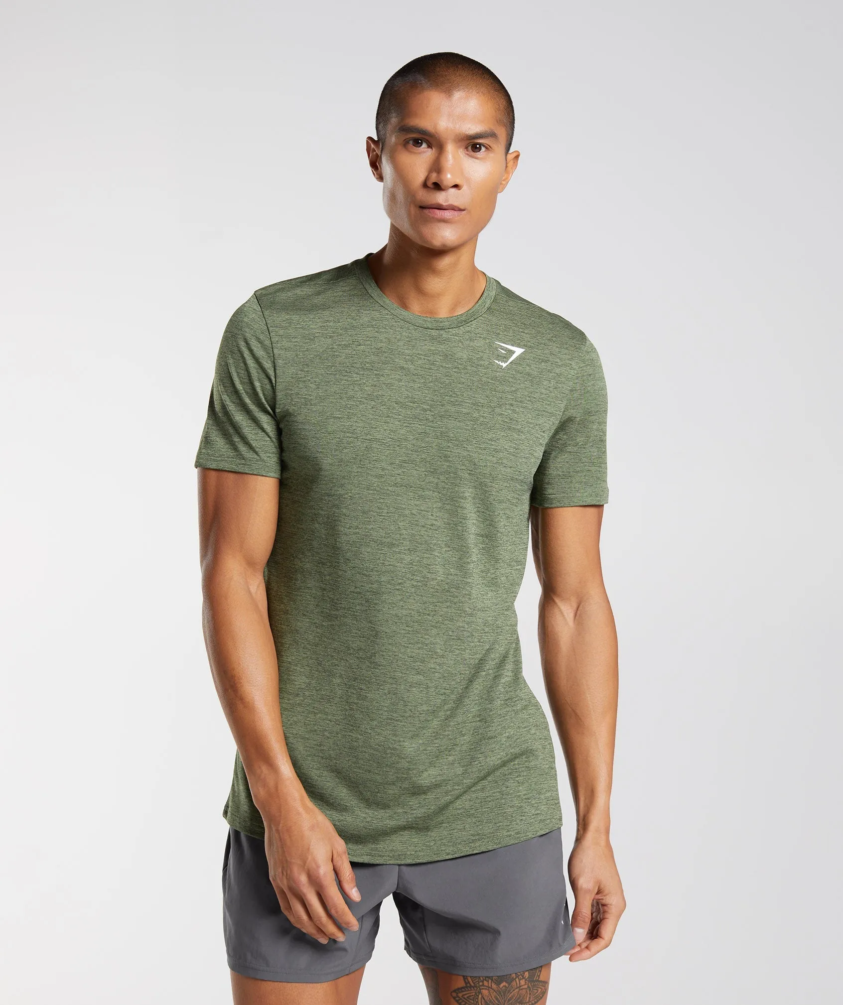 Gymshark Arrival Marl T-Shirt - Core Olive/Kalamata Olive Marl sold by Gymshark