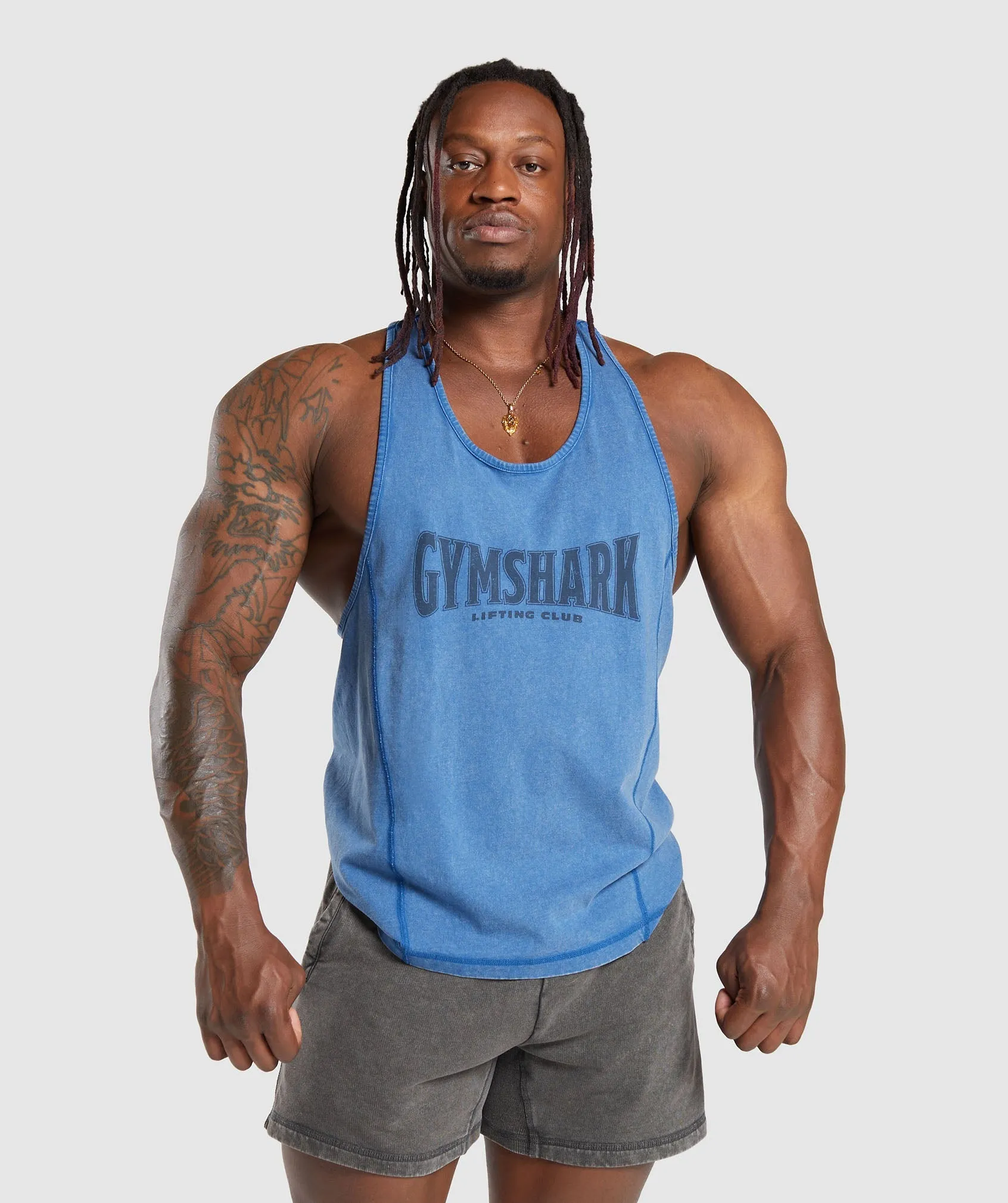 Gymshark Heritage Washed Stringer - Vintage Blue sold by Gymshark