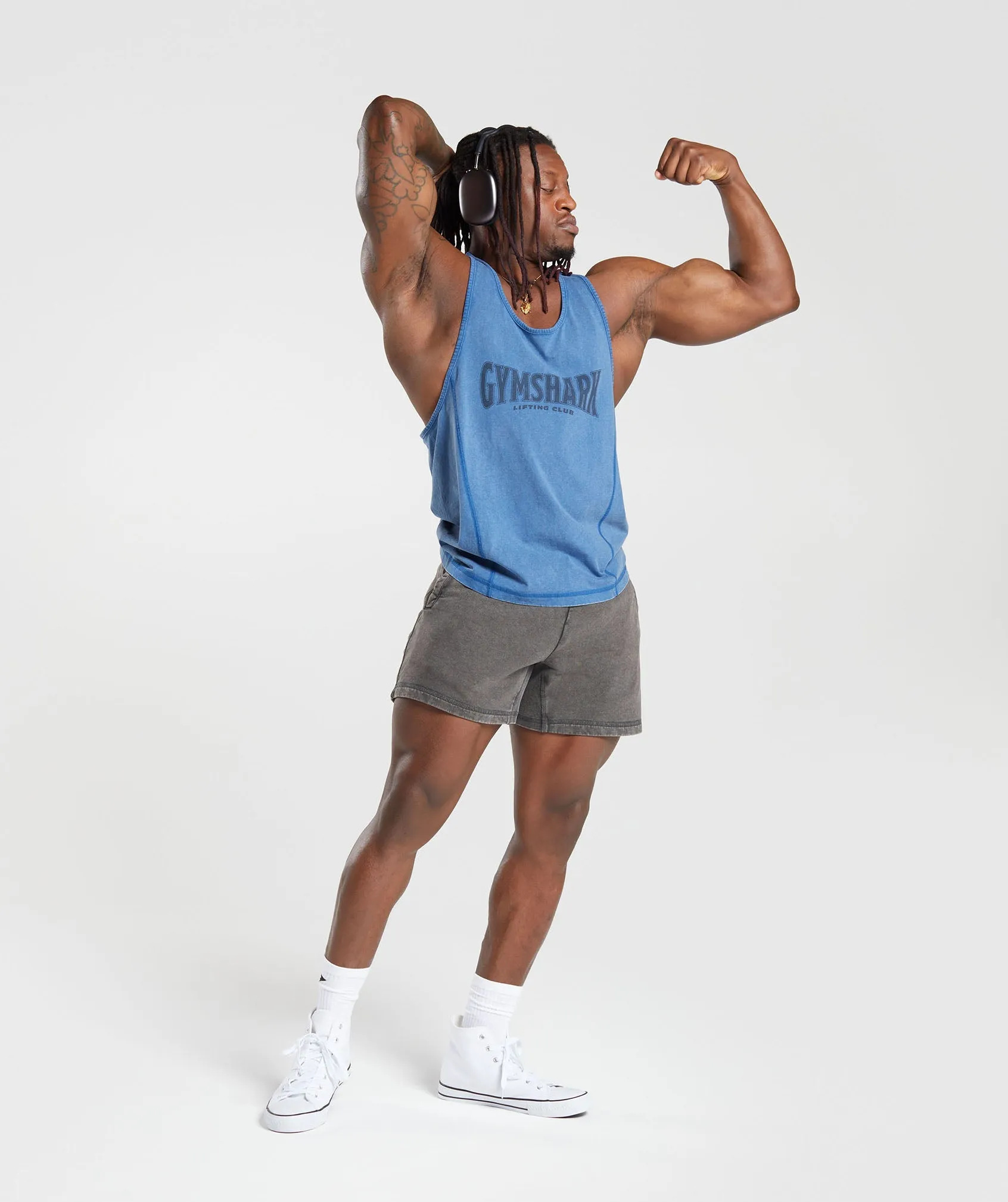 Gymshark Heritage Washed Stringer - Vintage Blue sold by Gymshark product image thumbnail 4