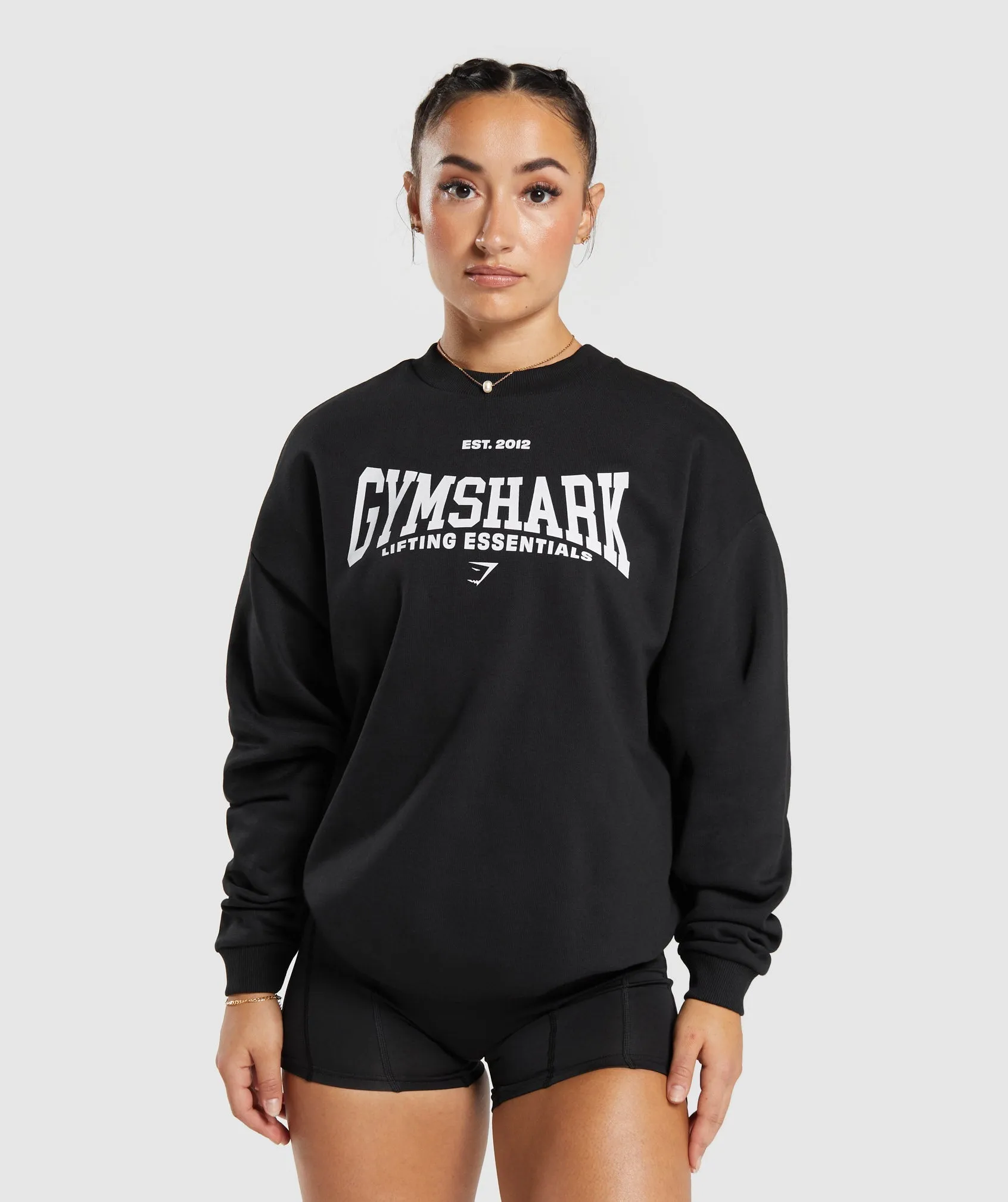 Gymshark Lifting Essentials Graphic Oversized Sweatshirt - Black sold by Gymshark
