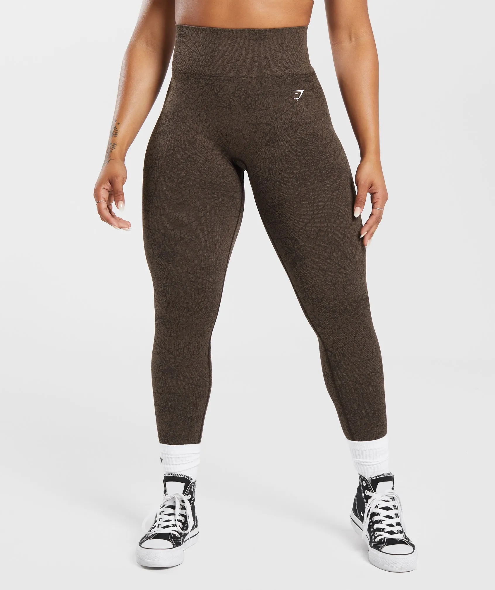 Gymshark Adapt Pattern Seamless Leggings - Woodland Brown/Soul Brown sold by Gymshark