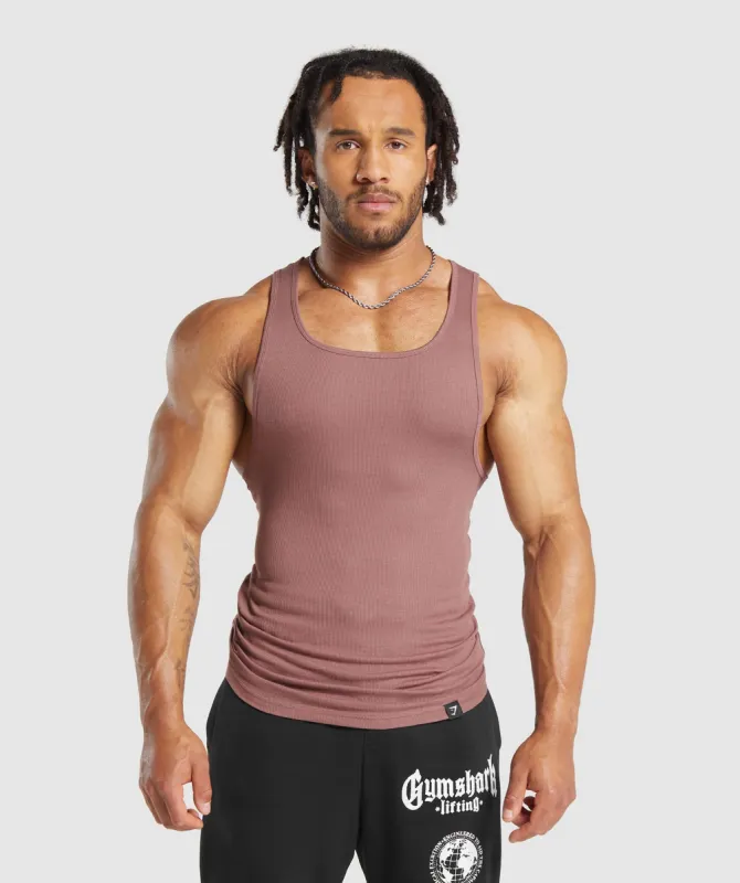 Gymshark Ribbed Tank 1PK - Brick Brown sold by Gymshark