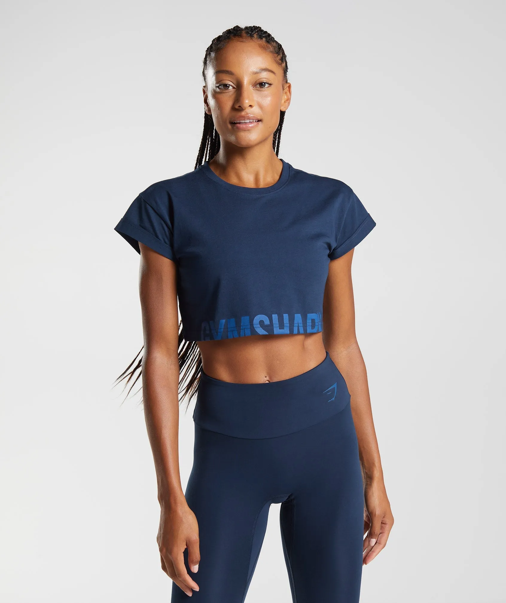 Gymshark Fraction Crop Top - Navy sold by Gymshark