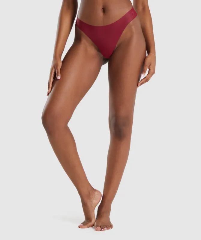 Gymshark No VPL Thong 3pk - Burgundy/Blue Print/Green sold by Gymshark