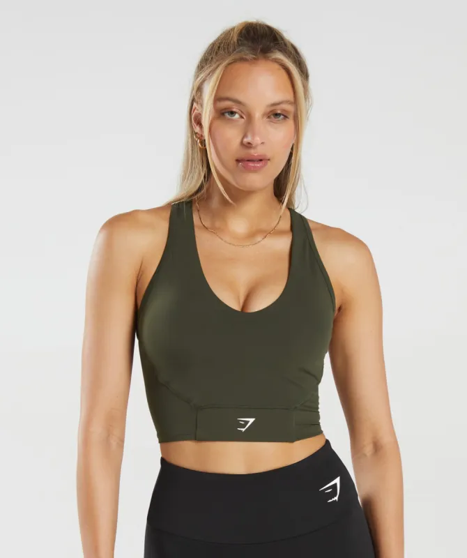 Gymshark Crop Mesh Tank - Deep Olive Green sold by Gymshark