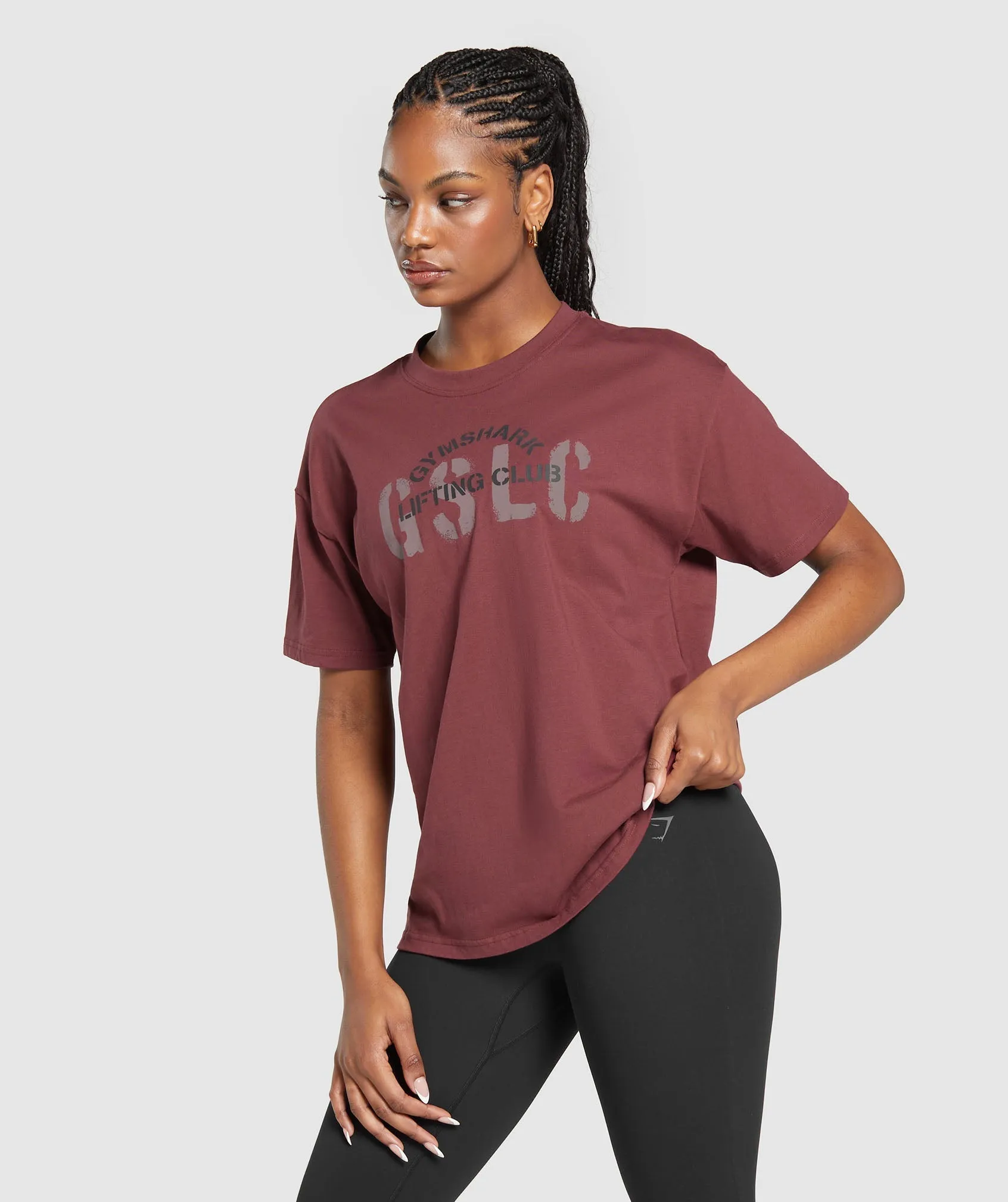 Gymshark Built Oversized T-Shirt - Washed Burgundy sold by Gymshark product image thumbnail 5