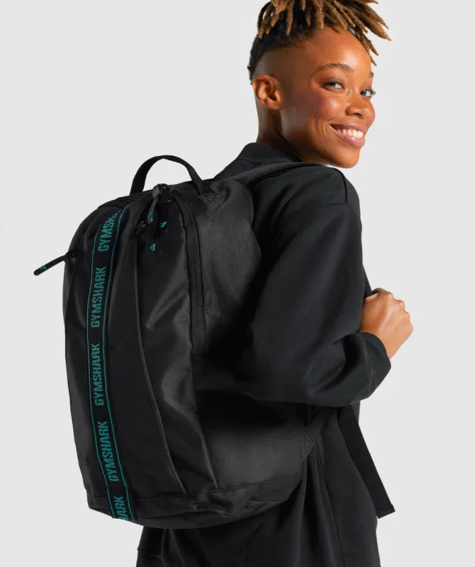 Gymshark Taped Logo Backpack - Black/Teal sold by Gymshark