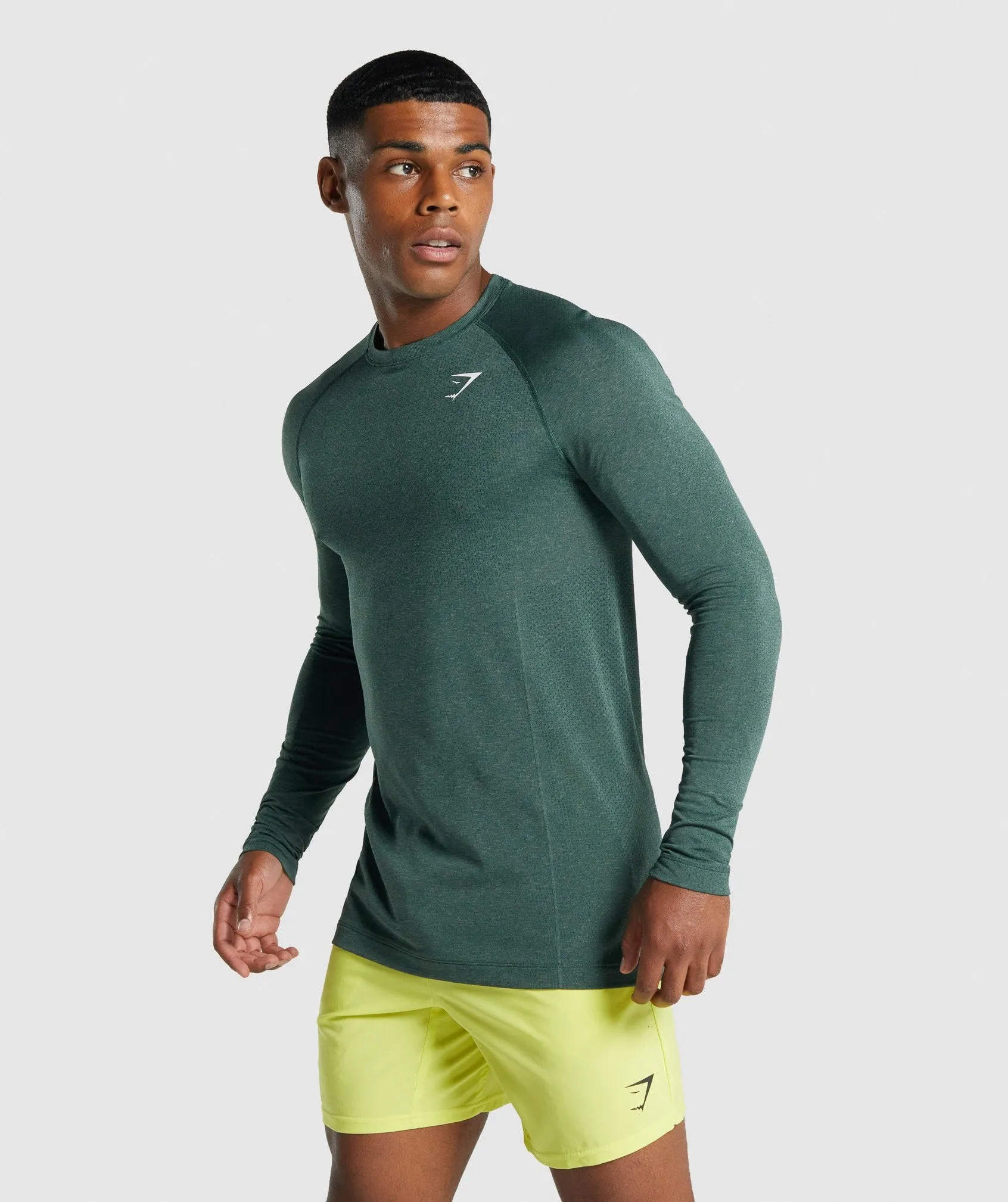 Gymshark Vital Light Seamless Long Sleeve T-Shirt - Dark Green Marl sold by Gymshark product image thumbnail 3