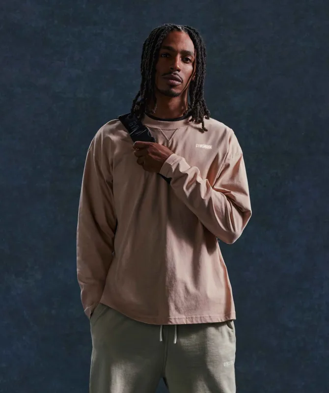 Gymshark Rest Day Sweats Long Sleeve T-Shirt - Dusty Taupe sold by Gymshark