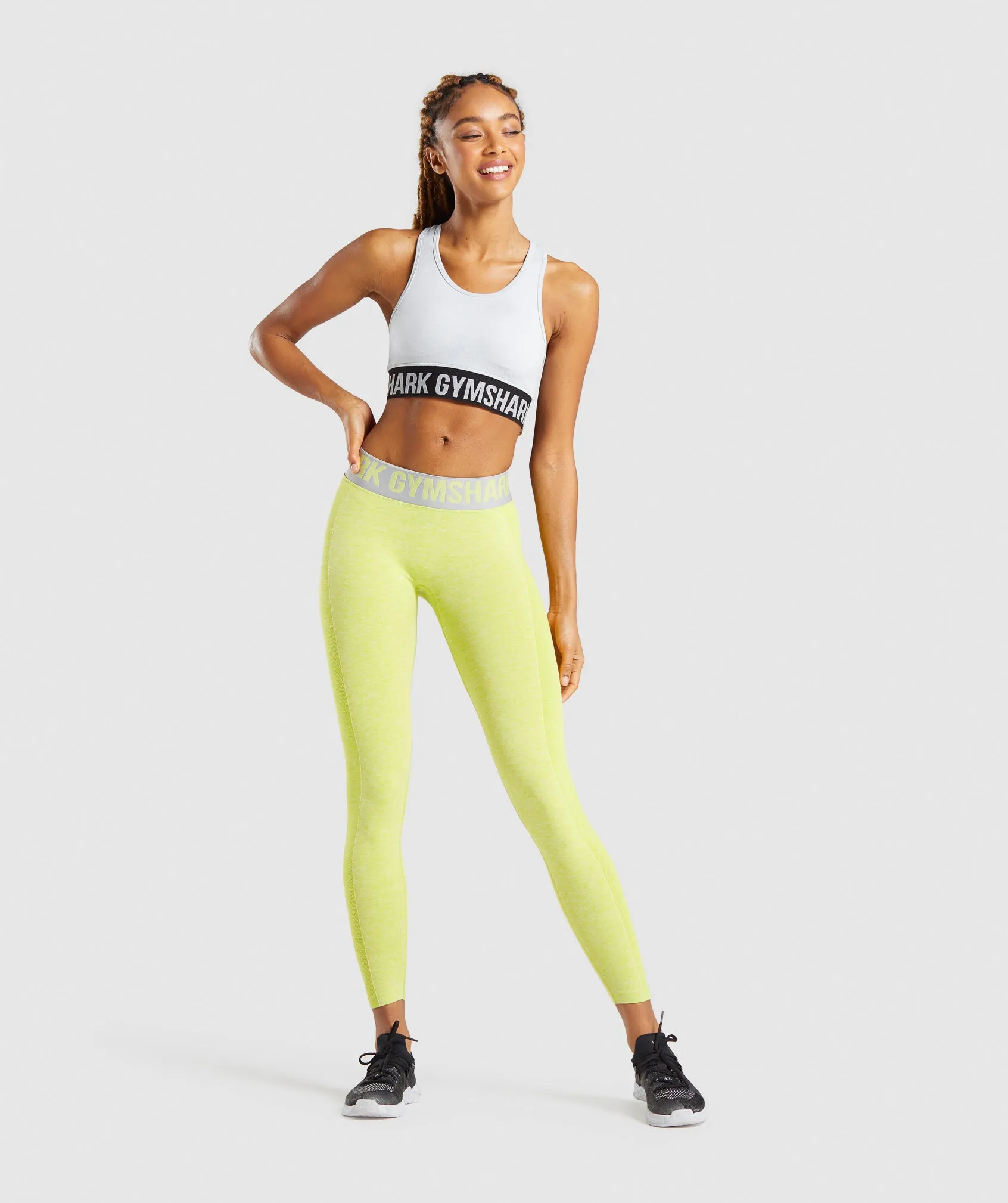 Gymshark Flex Low Rise Leggings - Lime Marl/Light Grey sold by Gymshark product image thumbnail 3