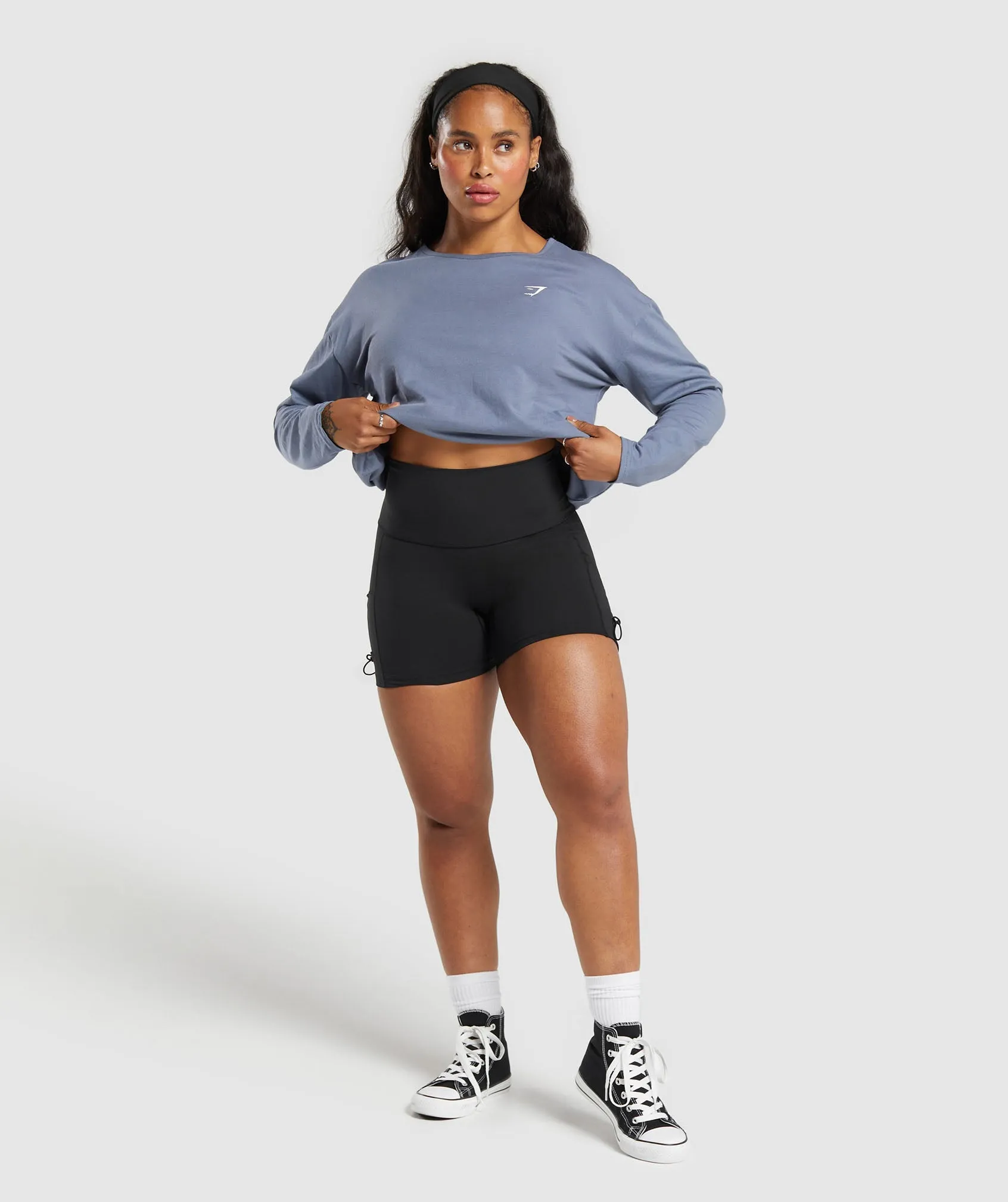 Gymshark Training Oversized Cotton Long Sleeve Top - Iron Blue sold by Gymshark product image thumbnail 4