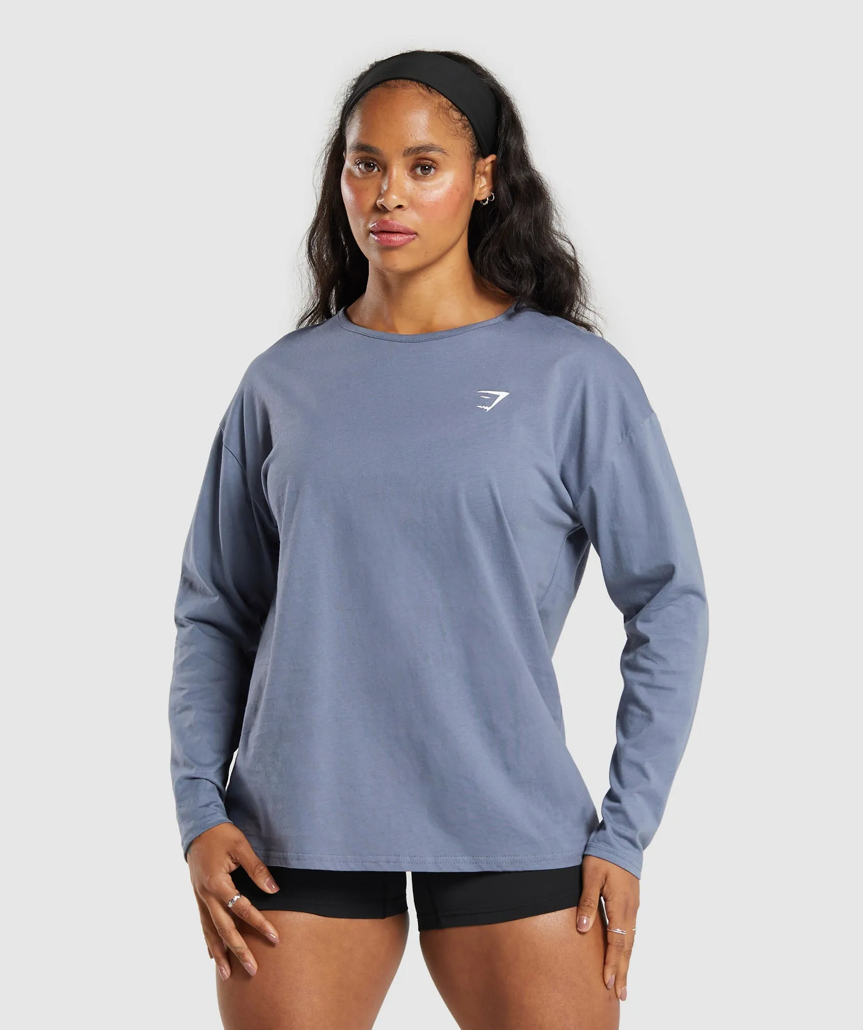 Gymshark Training Oversized Cotton Long Sleeve Top - Iron Blue sold by Gymshark