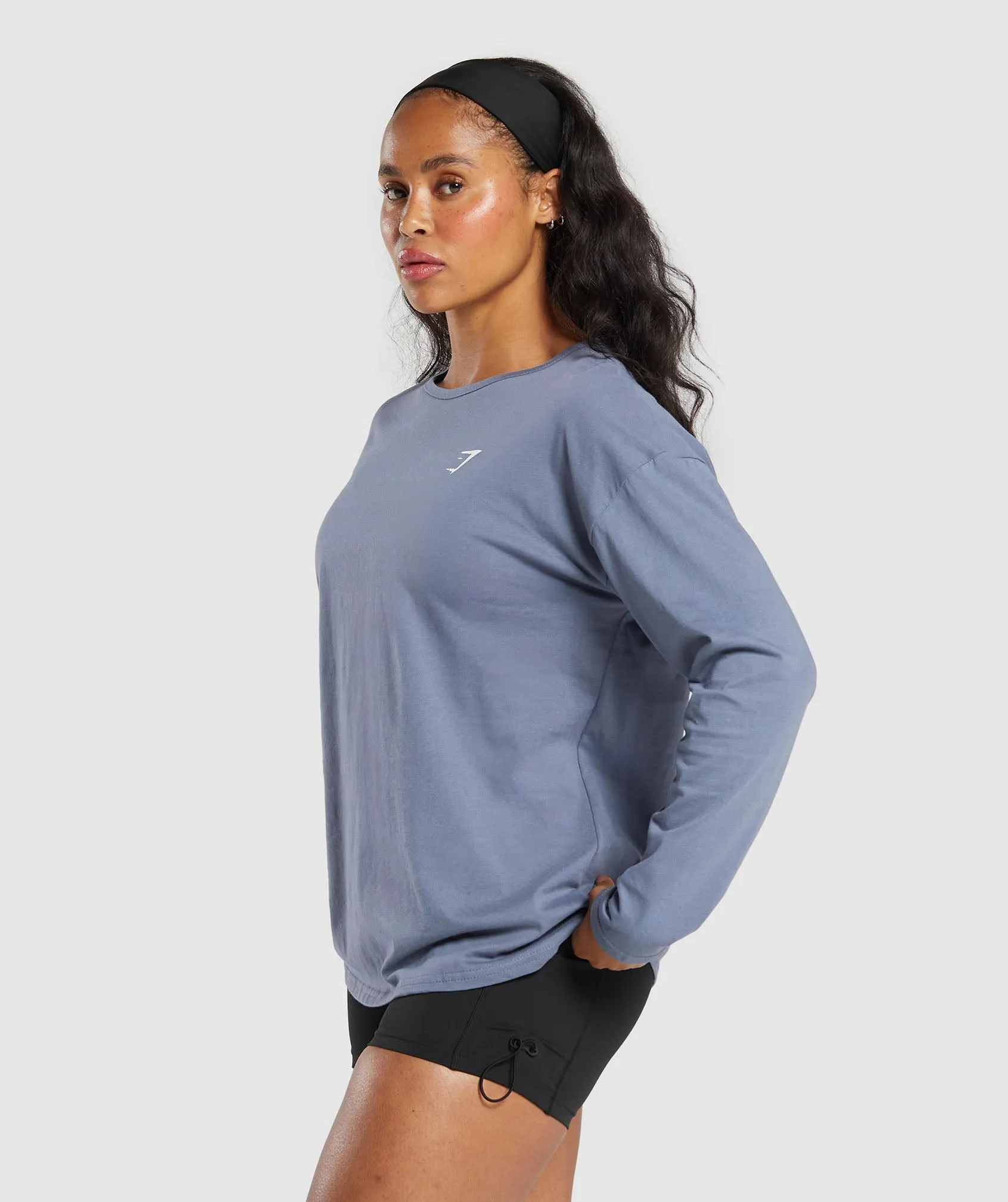 Gymshark Training Oversized Cotton Long Sleeve Top - Iron Blue sold by Gymshark product image thumbnail 3